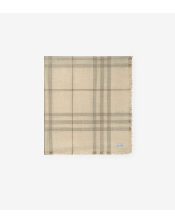 Wide Reversible Check Wool Silk Scarf