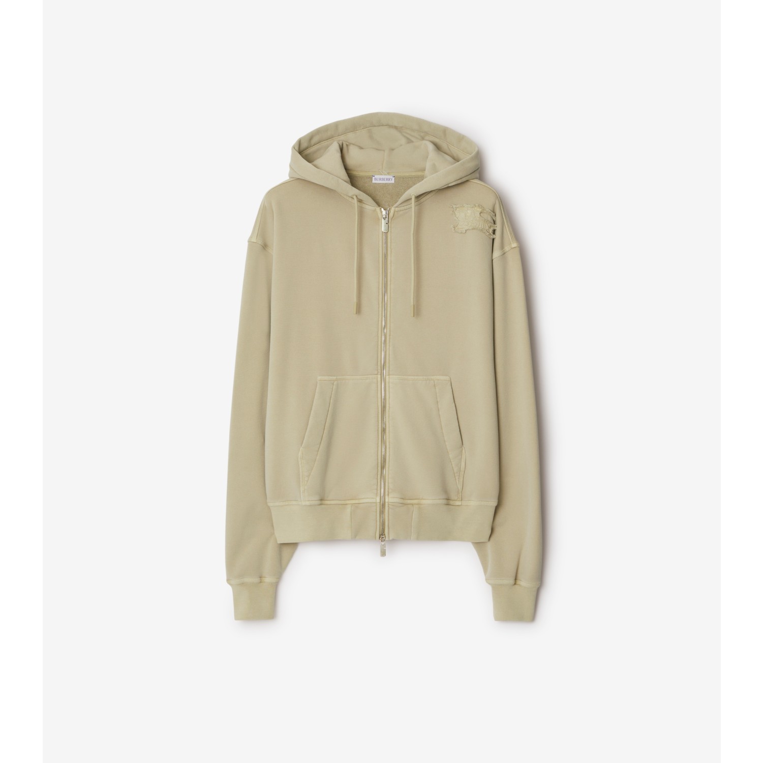 Cotton Blend Zip Hoodie in Safari Men Burberry Official