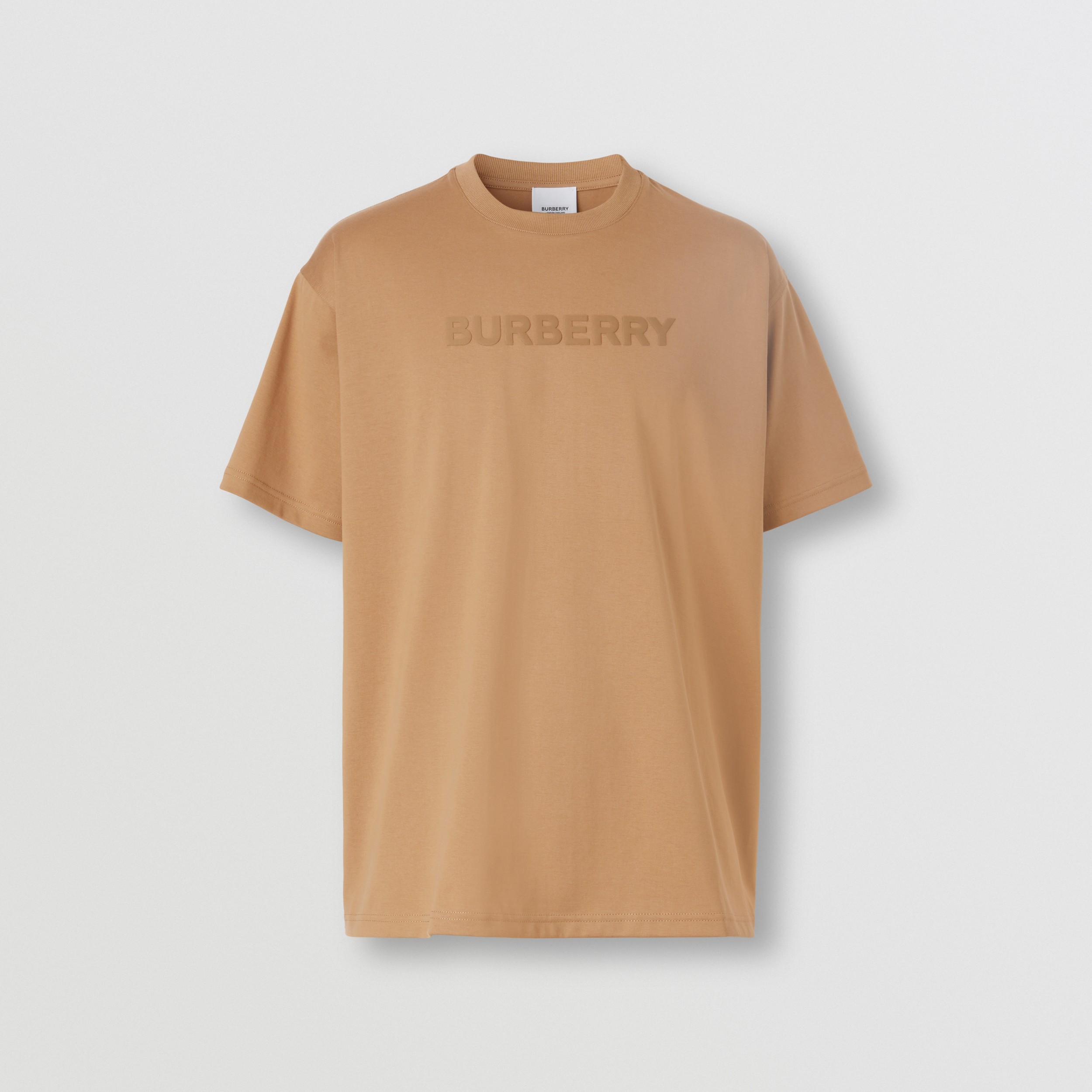 Logo Print Cotton Oversized T-shirt in Camel - Men | Burberry® Official - 4
