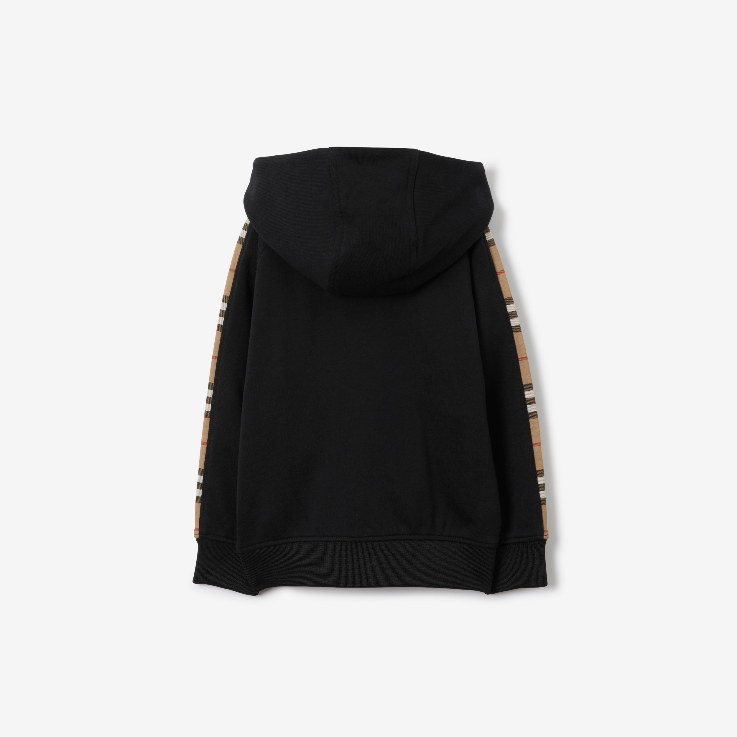 Check Panel Cotton Zip Hoodie in Black | Burberry® Official - 2