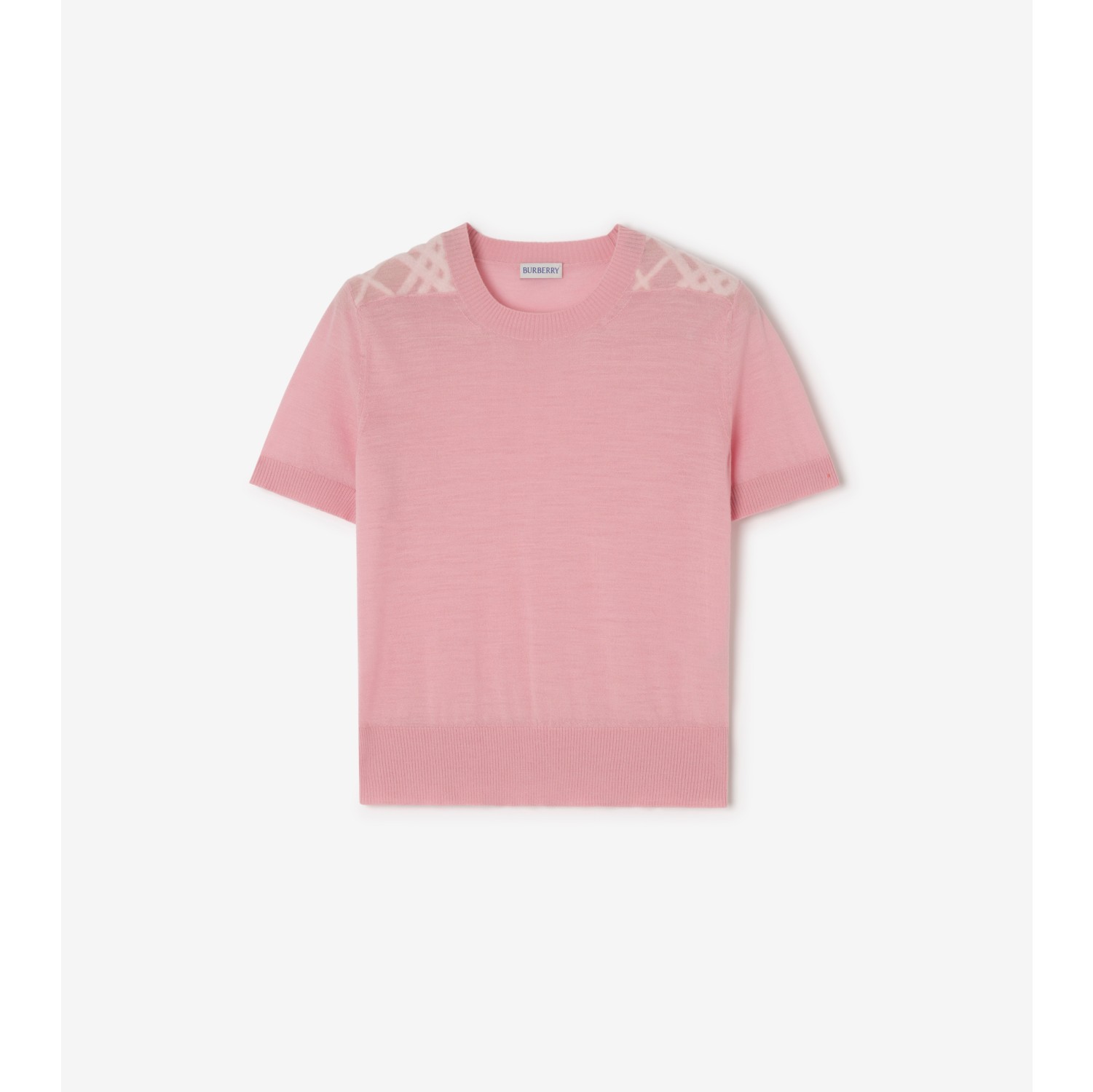 Check Panel Wool Silk Top