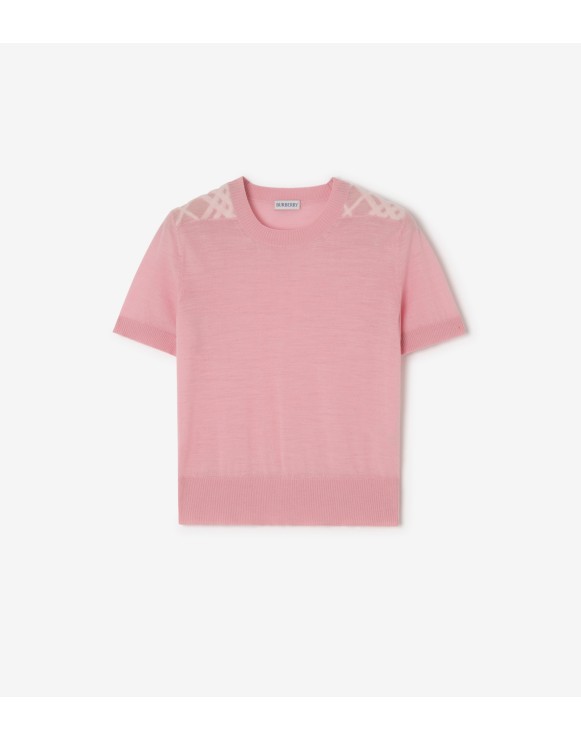 Check Panel Wool Silk Top