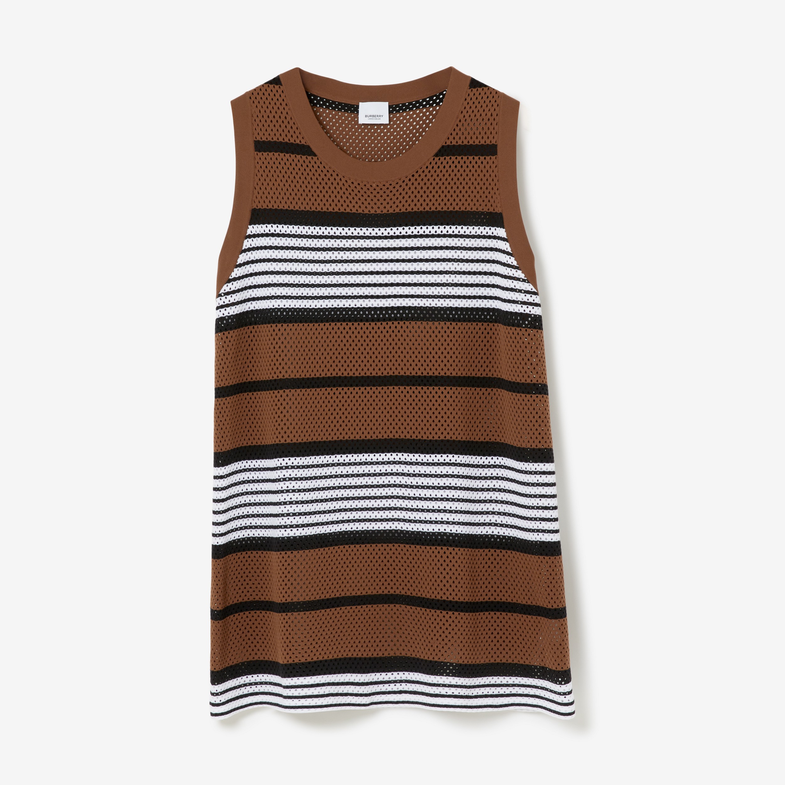 Stripe Print Nylon Vest in Dark Birch Brown - Men | Burberry® Official - 1
