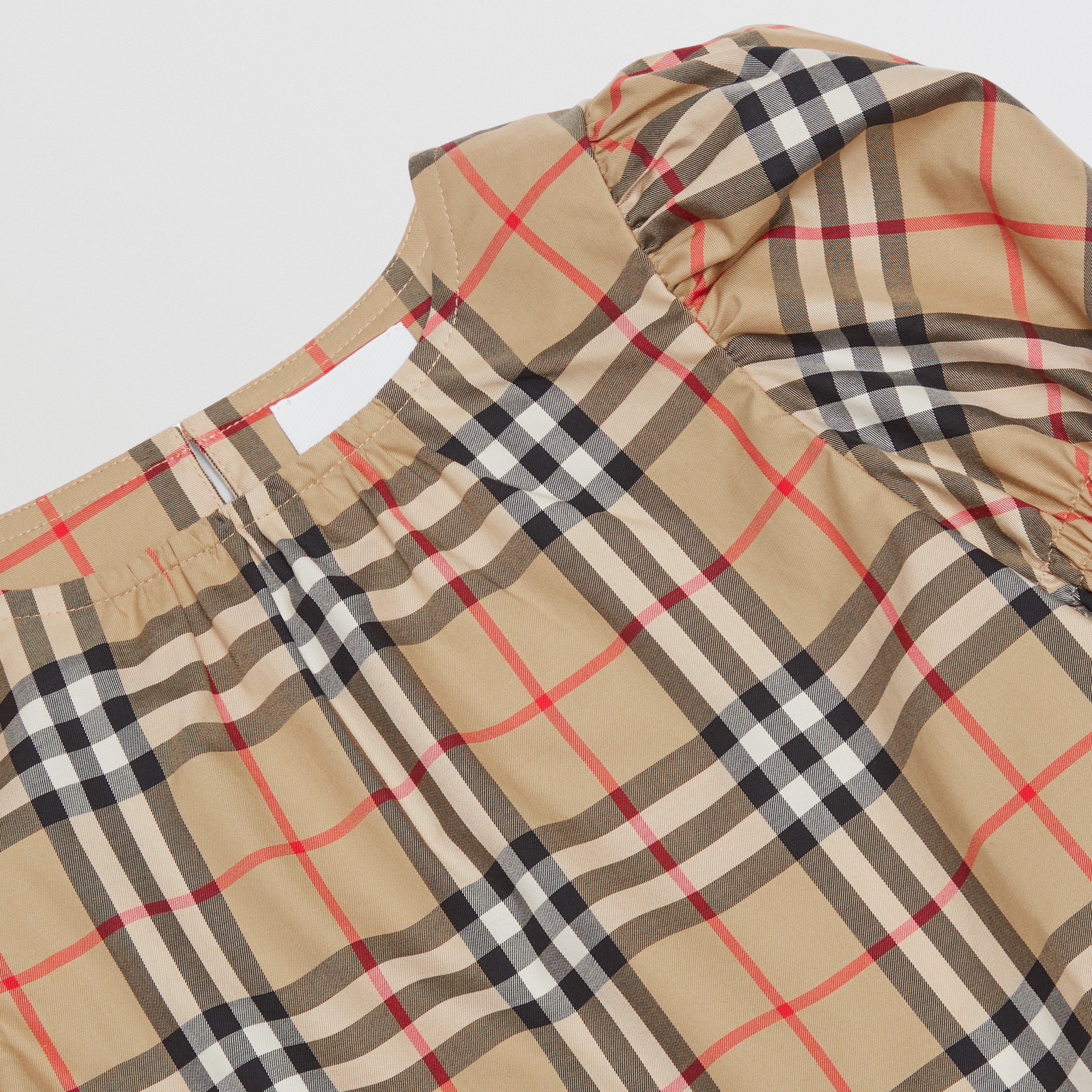 Puff-sleeve Vintage Check Stretch Cotton Blouse in Archive Beige | Burberry® Official - 2