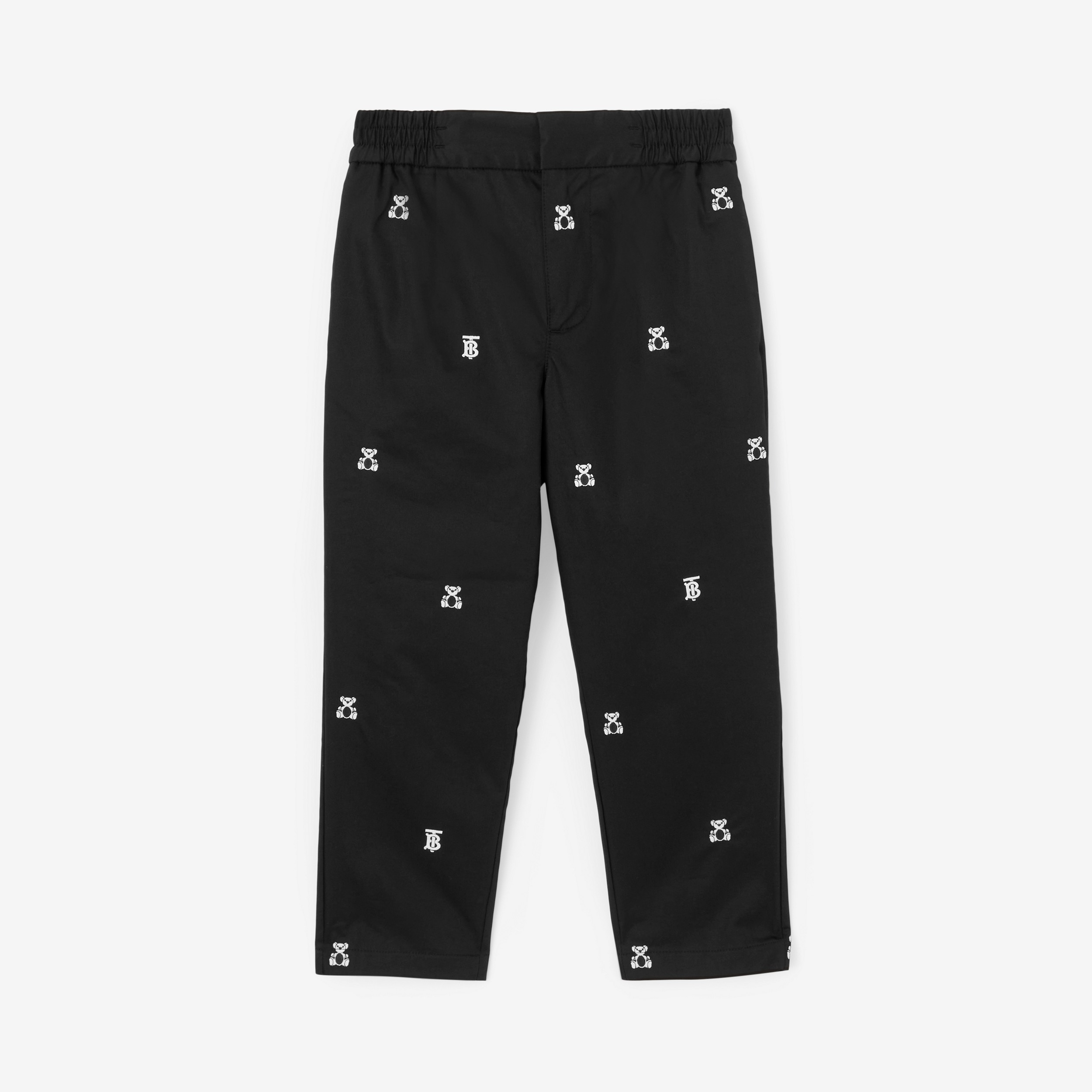 Pantalones en algodón con ositos Thomas bordados (Negro) | Burberry® oficial - 1
