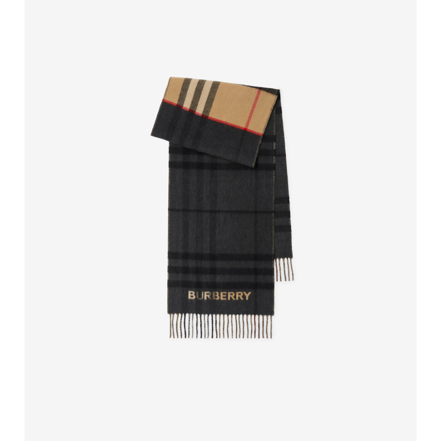 Cachecol de cashmere com estampa Check contrastante