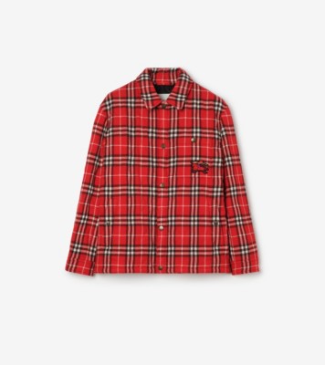 チェック キルティング ウールフランネルジャケット (クレヨンレッド