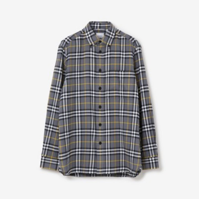 ヴィンテージチェック コットンフランネル シャツ (ストームグレー) - メンズ | Burberry®公式サイト ヴィンテージチェック コットンフランネル シャツ (ストームグレー) - メンズ | Burberry®公式サイト