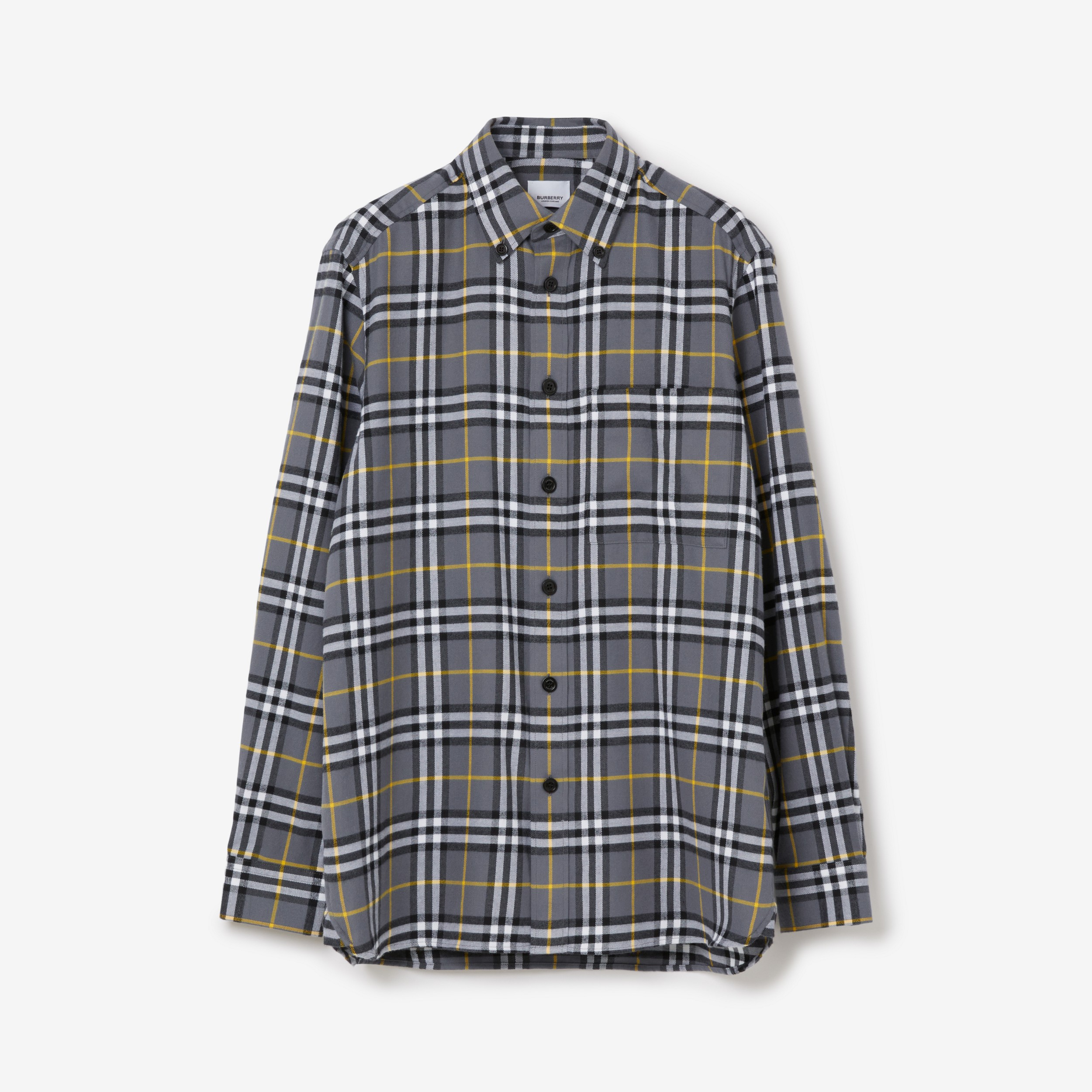 Vintage Check Cotton Flannel Shirt in Storm Grey - Men | Burberry® Official - 1
