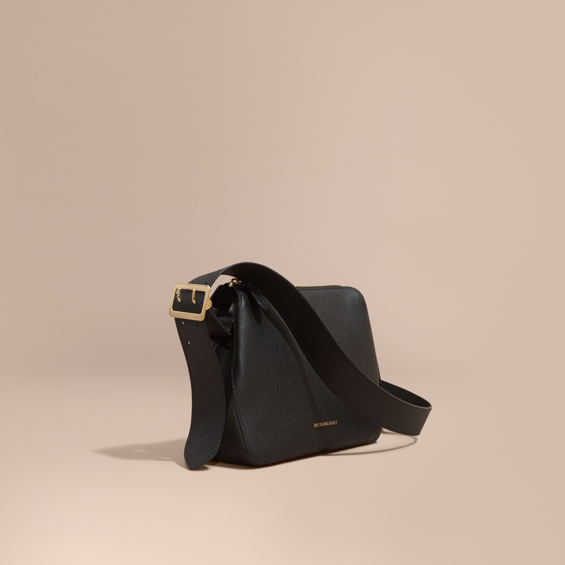 Buckle Detail Leather Crossbody Bag Black Burberry