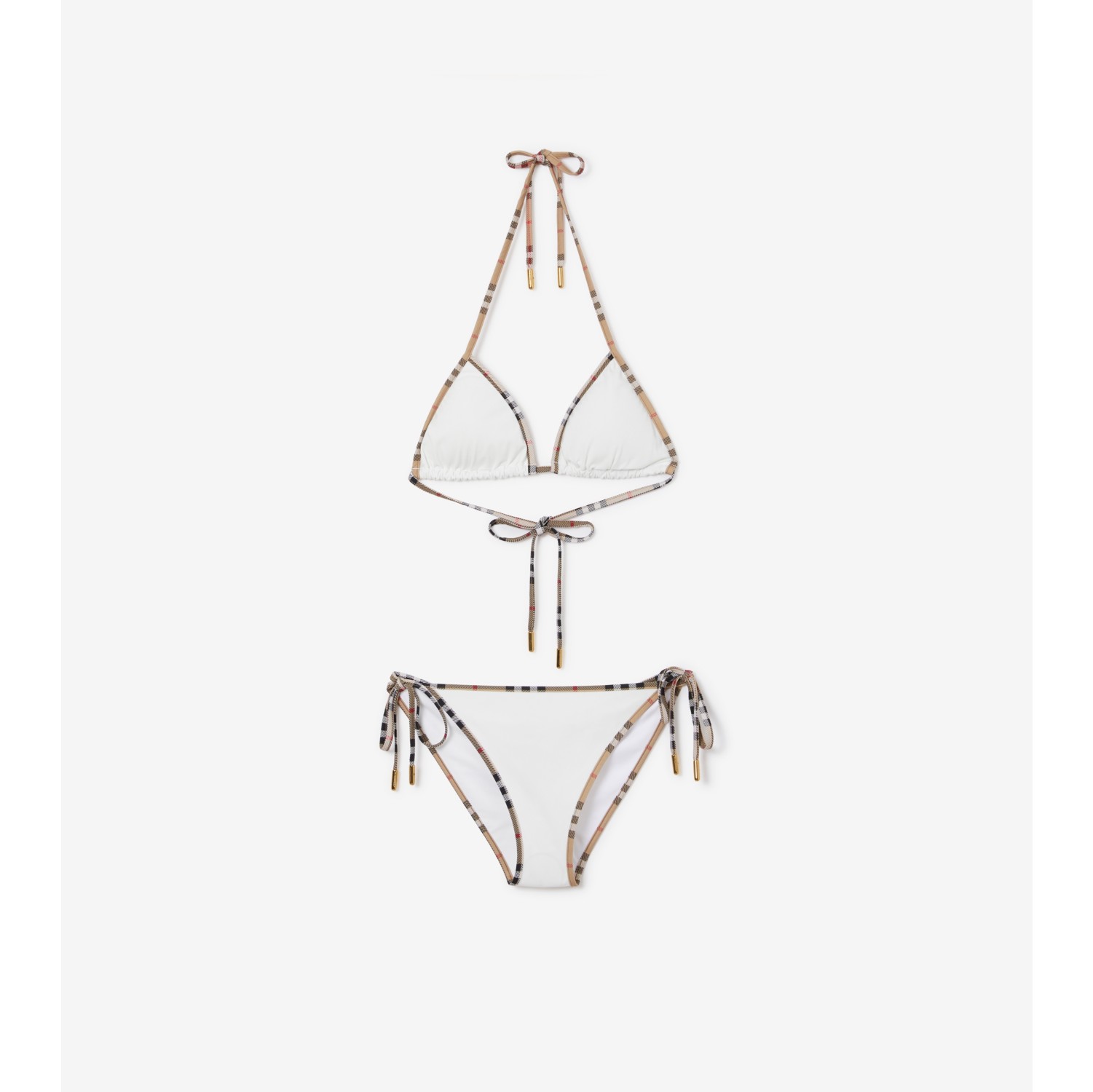 Check Trim Bikini in White Women Nylon Burberry Official