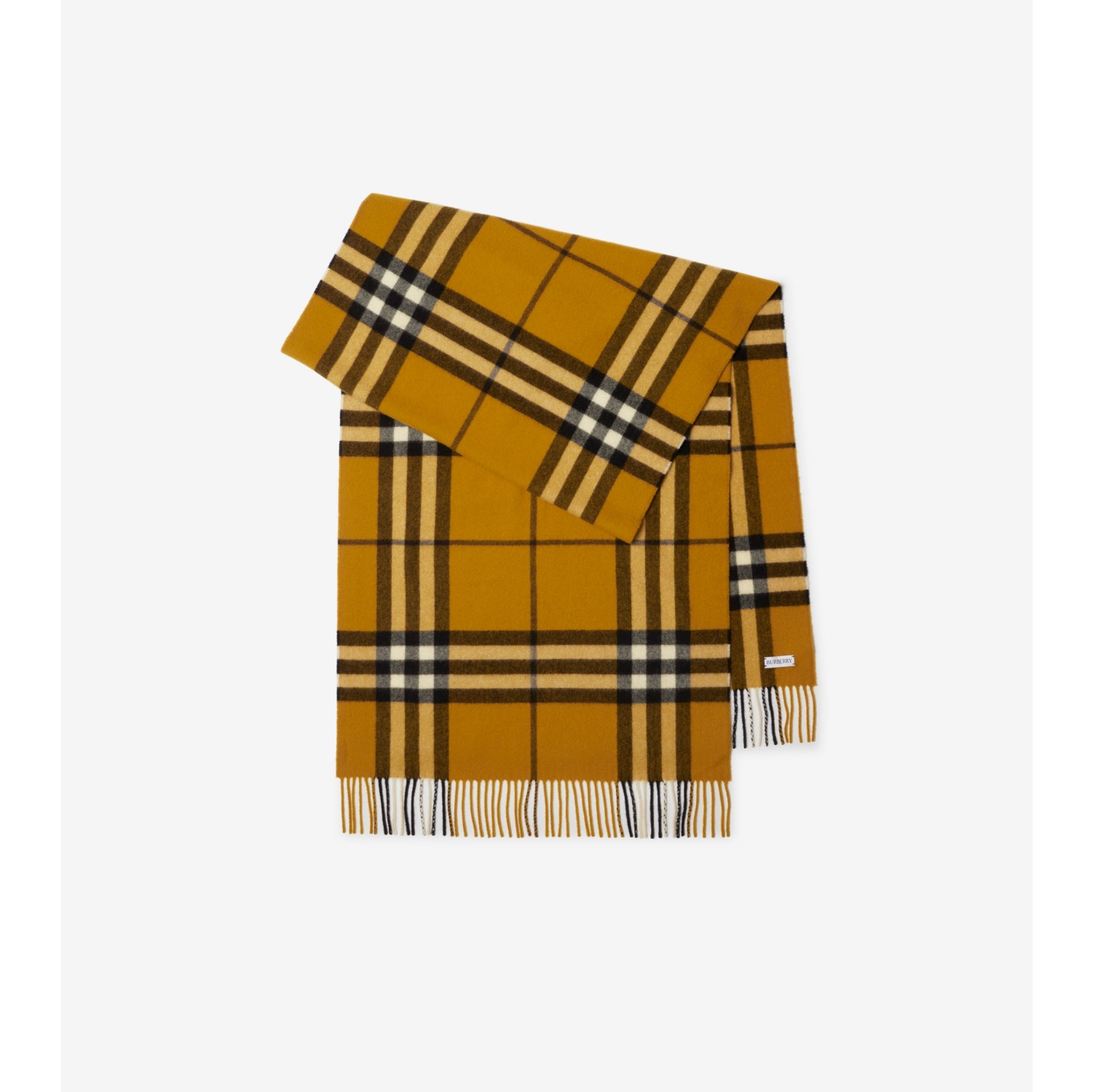 Wide Check Cashmere Scarf in Teak Burberry Official