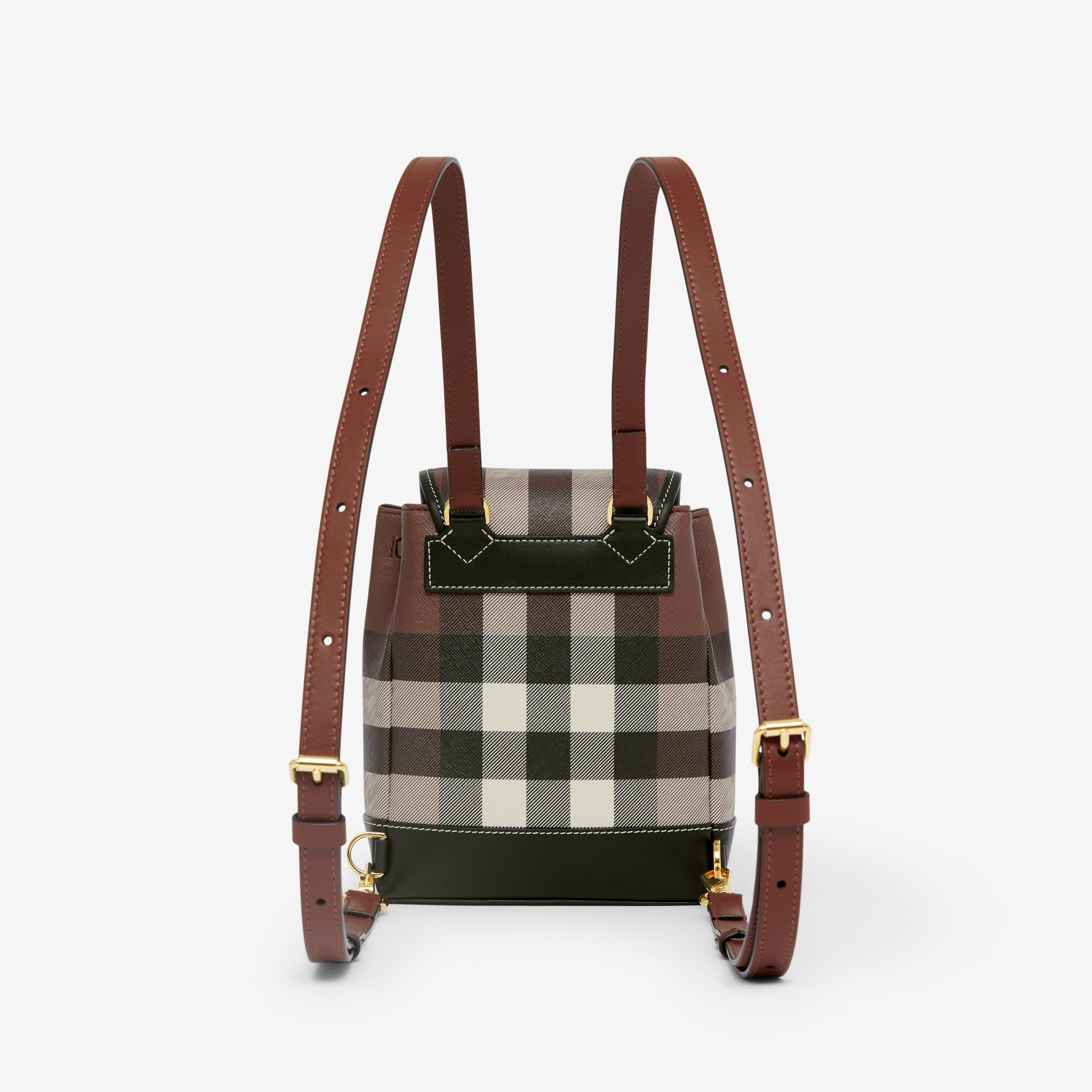 Check and Leather Micro Backpack in Dark Birch Brown - Women | Burberry® Official - 3