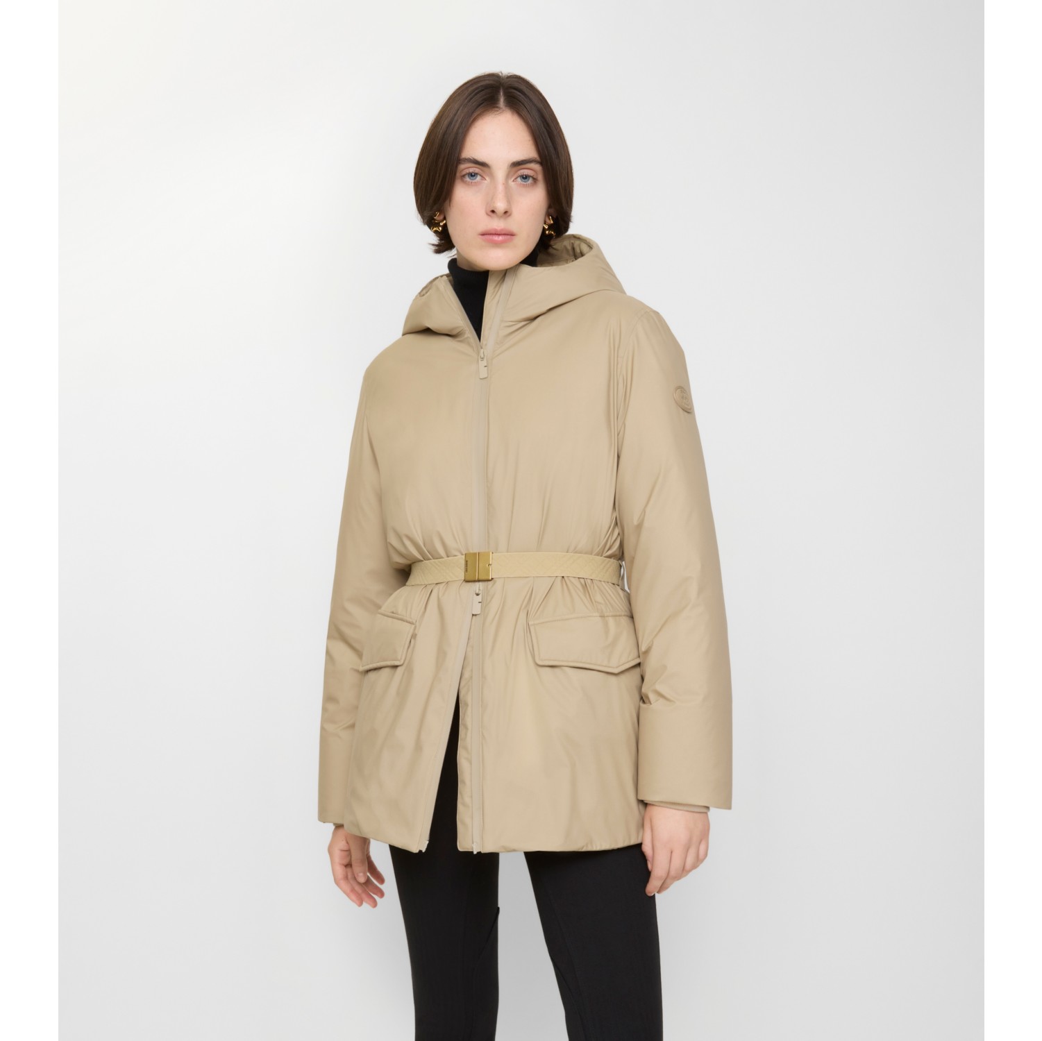 Short Hooded Nylon Coat in Flax beige - Women | Burberry® Official