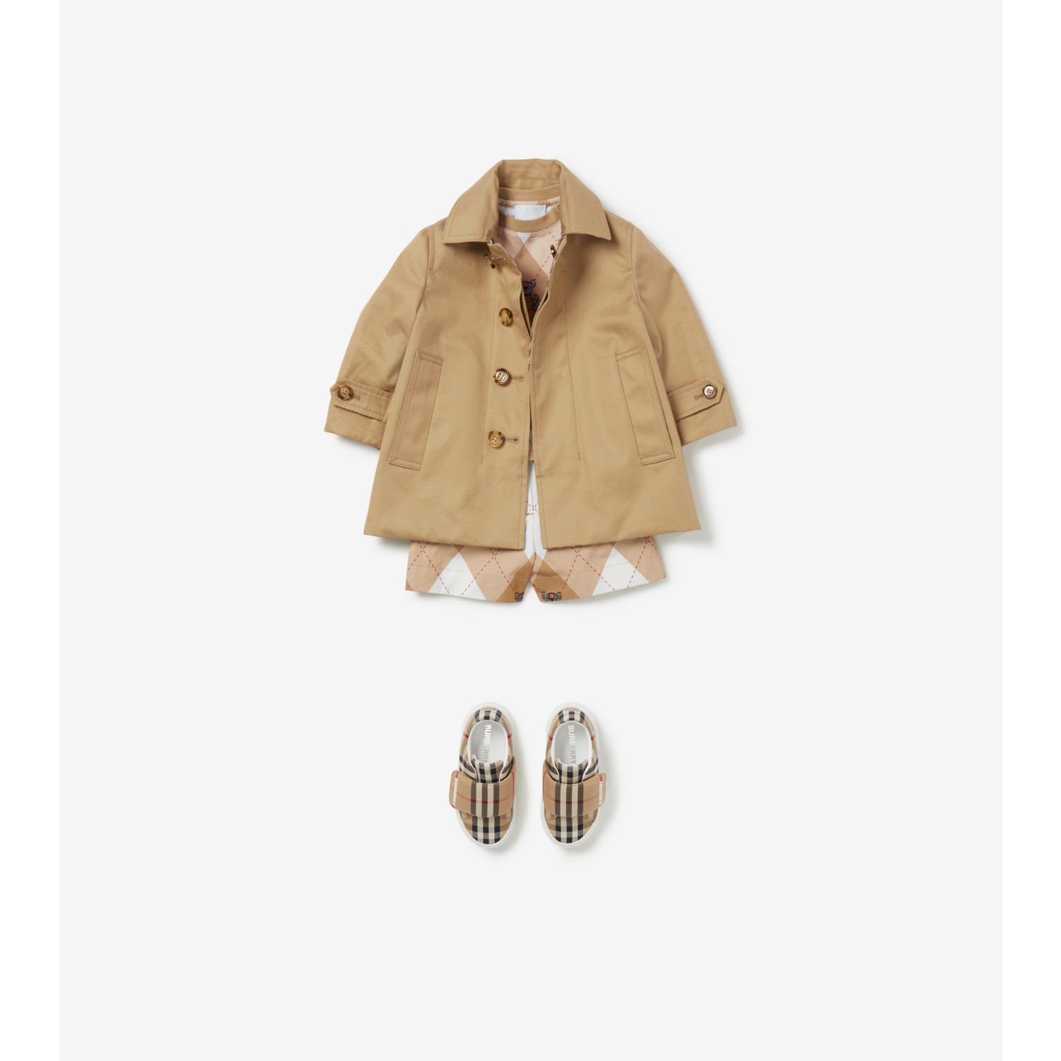 Reversible Check Gabardine Car Coat in Archive beige | Burberry® Official