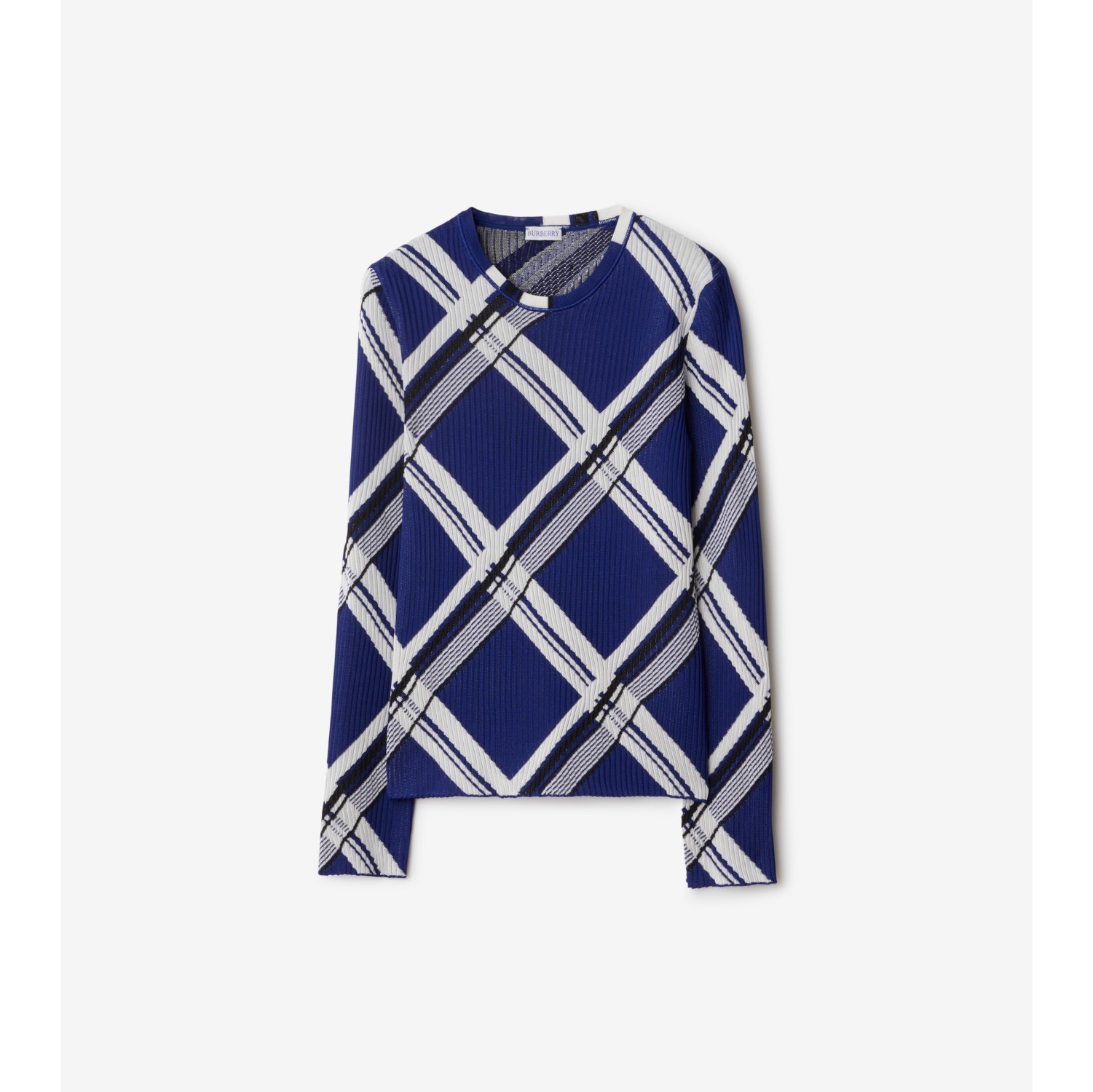 Check Silk Sweater in Knight - Women | Burberry® Official