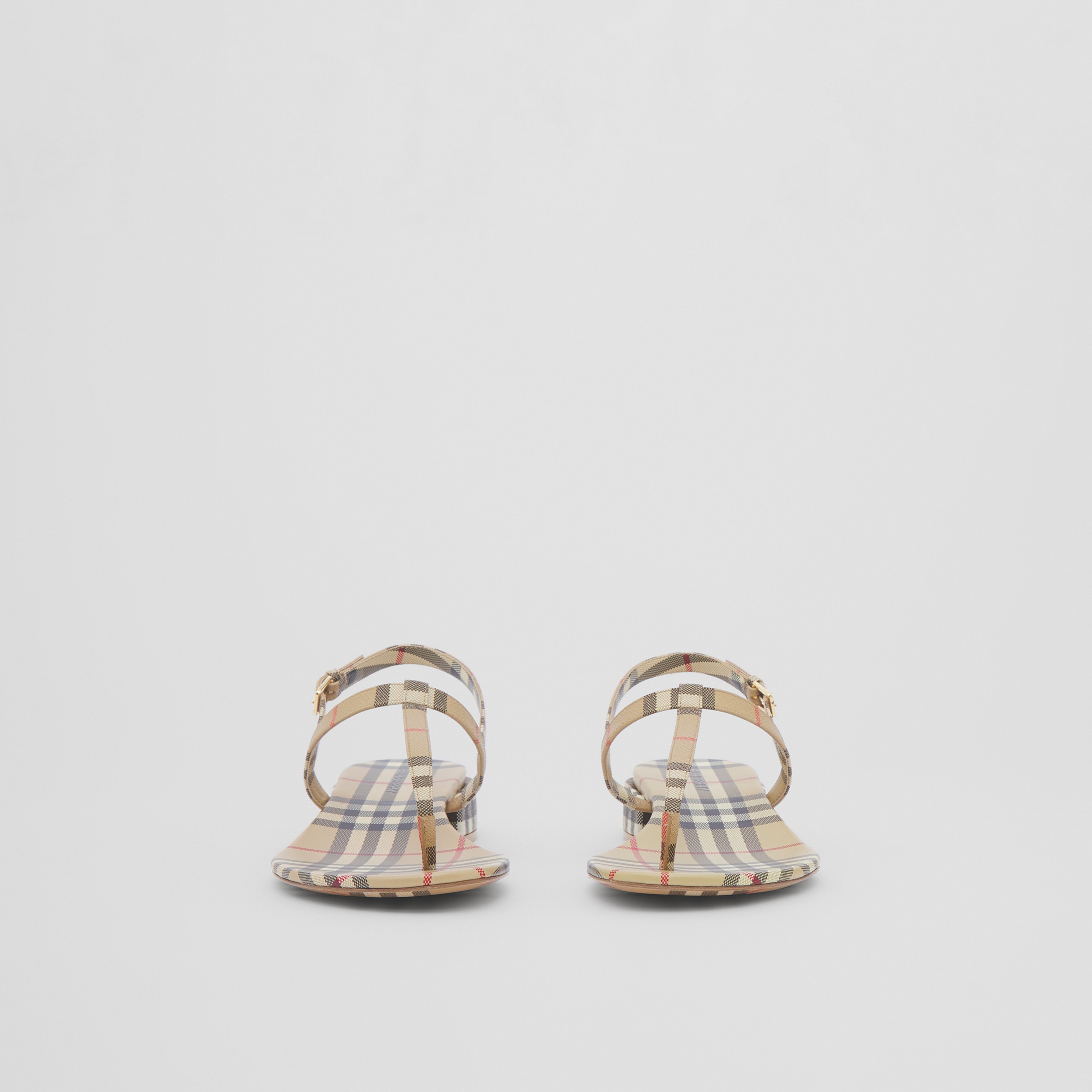 Vintage Check and Lambskin Sandals in Archive Beige - Women | Burberry® Official - 4
