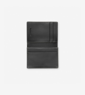 Check and Leather Folding Card Case in Archive Beige - Men