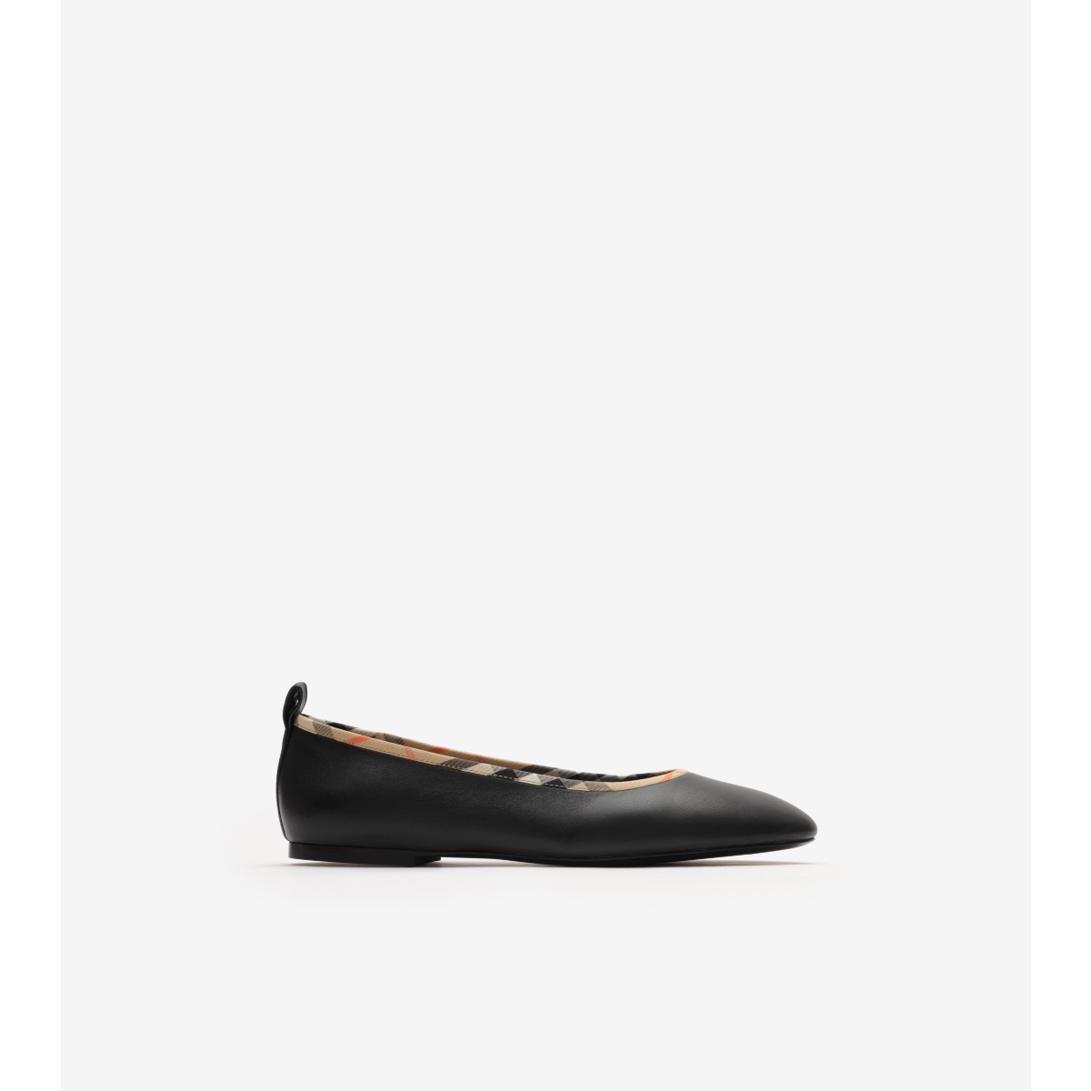  Check Trim Leather Robin Ballerinas