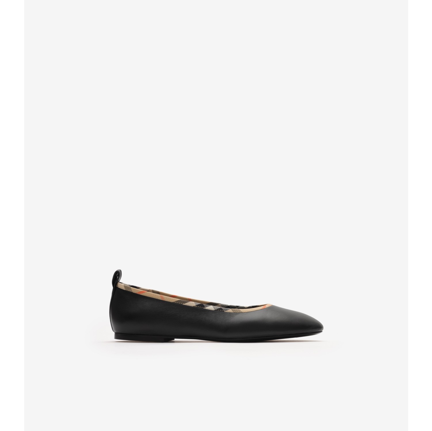 Check Trim Leather Robin Ballerinas