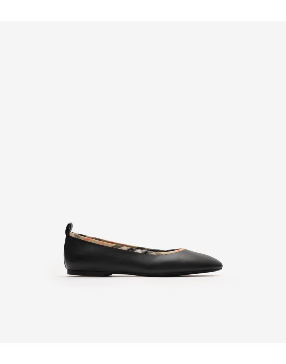 Check Trim Leather Robin Ballerinas