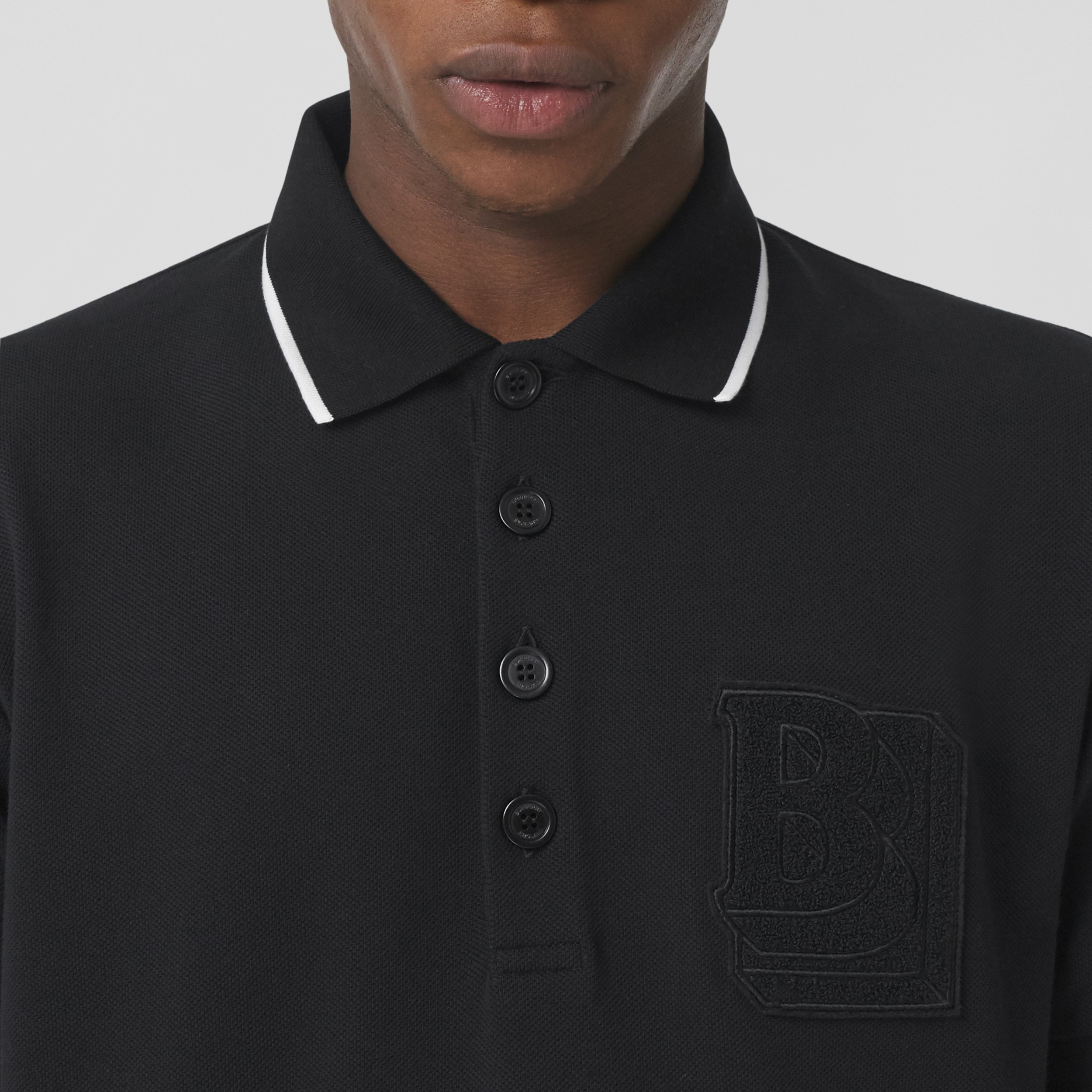 Letter Graphic Cotton Piqué Oversized Polo Shirt in Black - Men ...