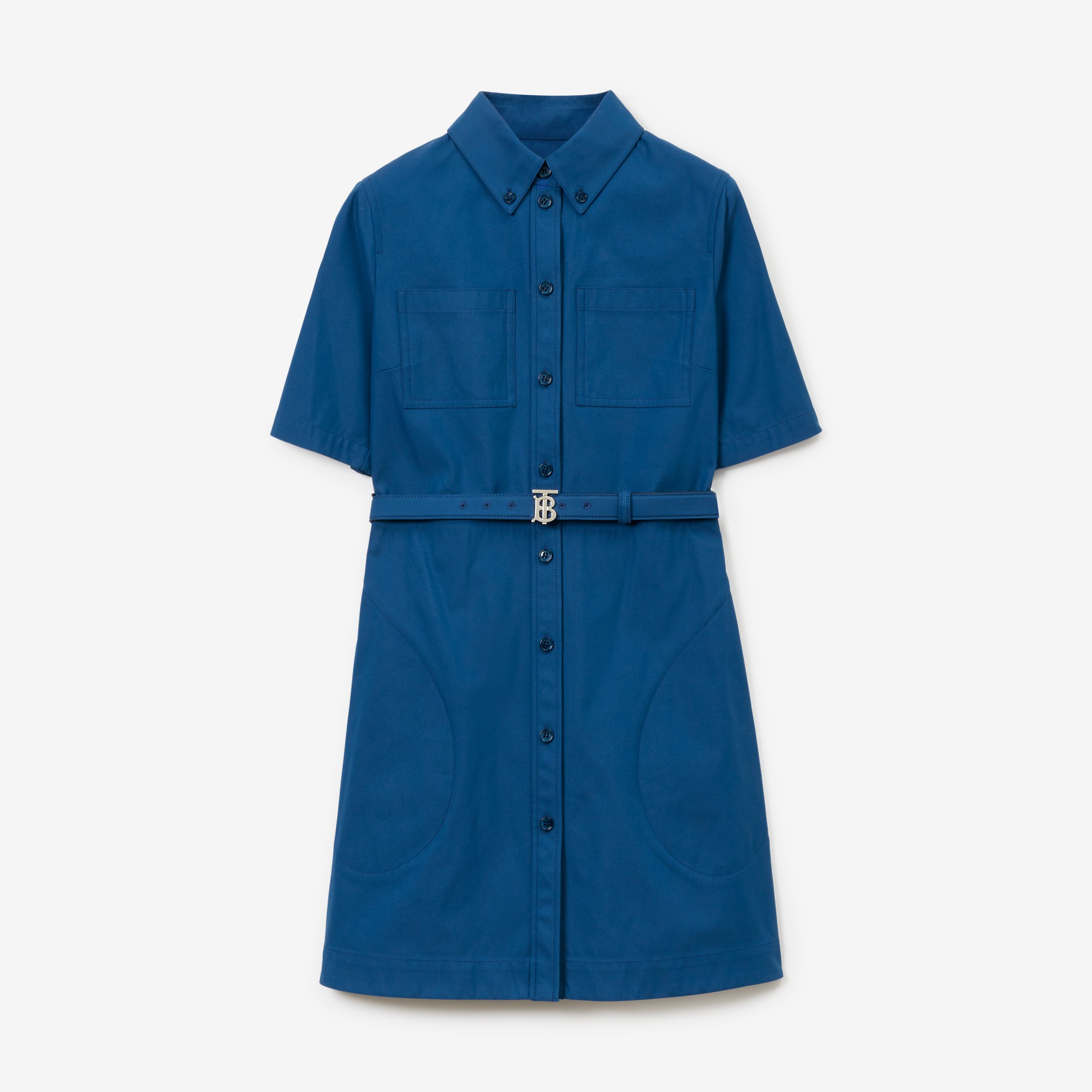 Vestido camisero en algodón técnico con cinturón (Azul Marino Intenso) - Mujer | Burberry® oficial - 1