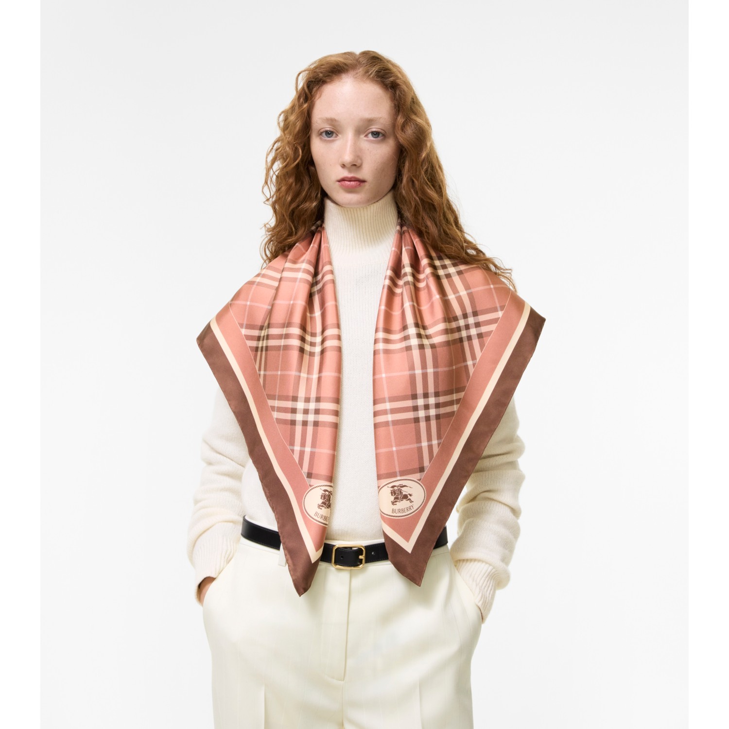 Check Knight Stamp Silk Scarf - thumbnail 7