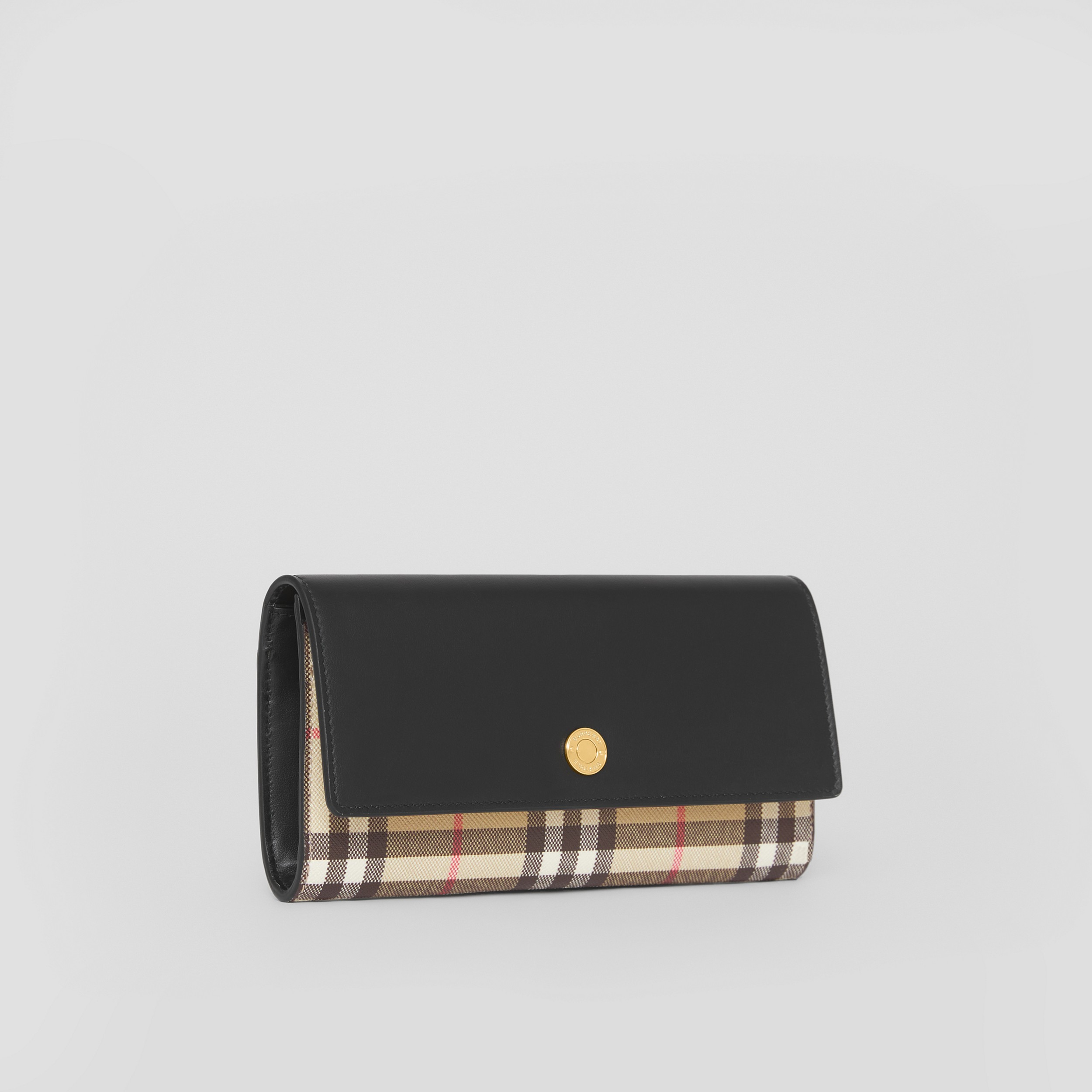 Vintage Check and Leather Continental Wallet in Black - Women | Burberry® Official - 4