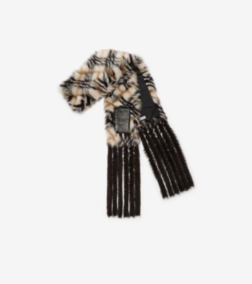 ナロー チェック シアリングスカーフ (ペールゴールド) | Burberry