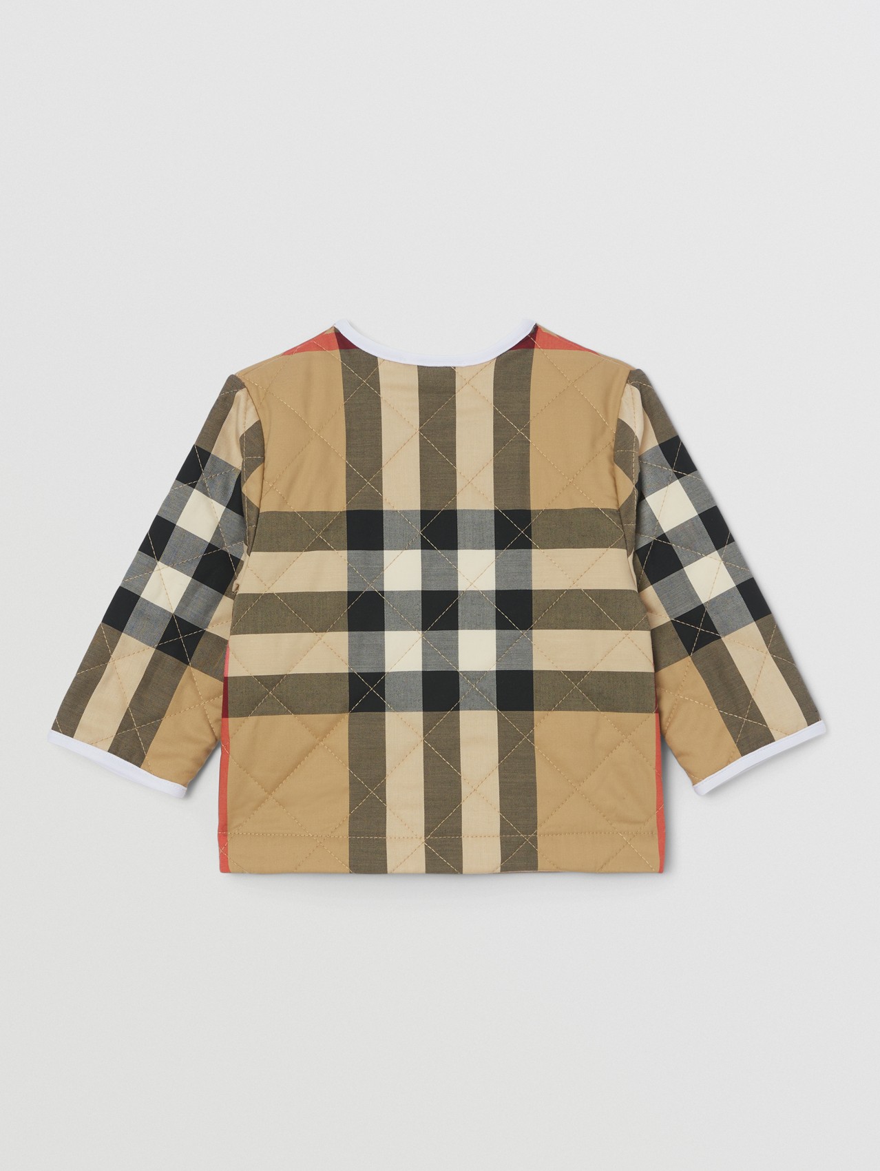 Quilted Check Stretch Cotton Wrap Jacket in Archive Beige