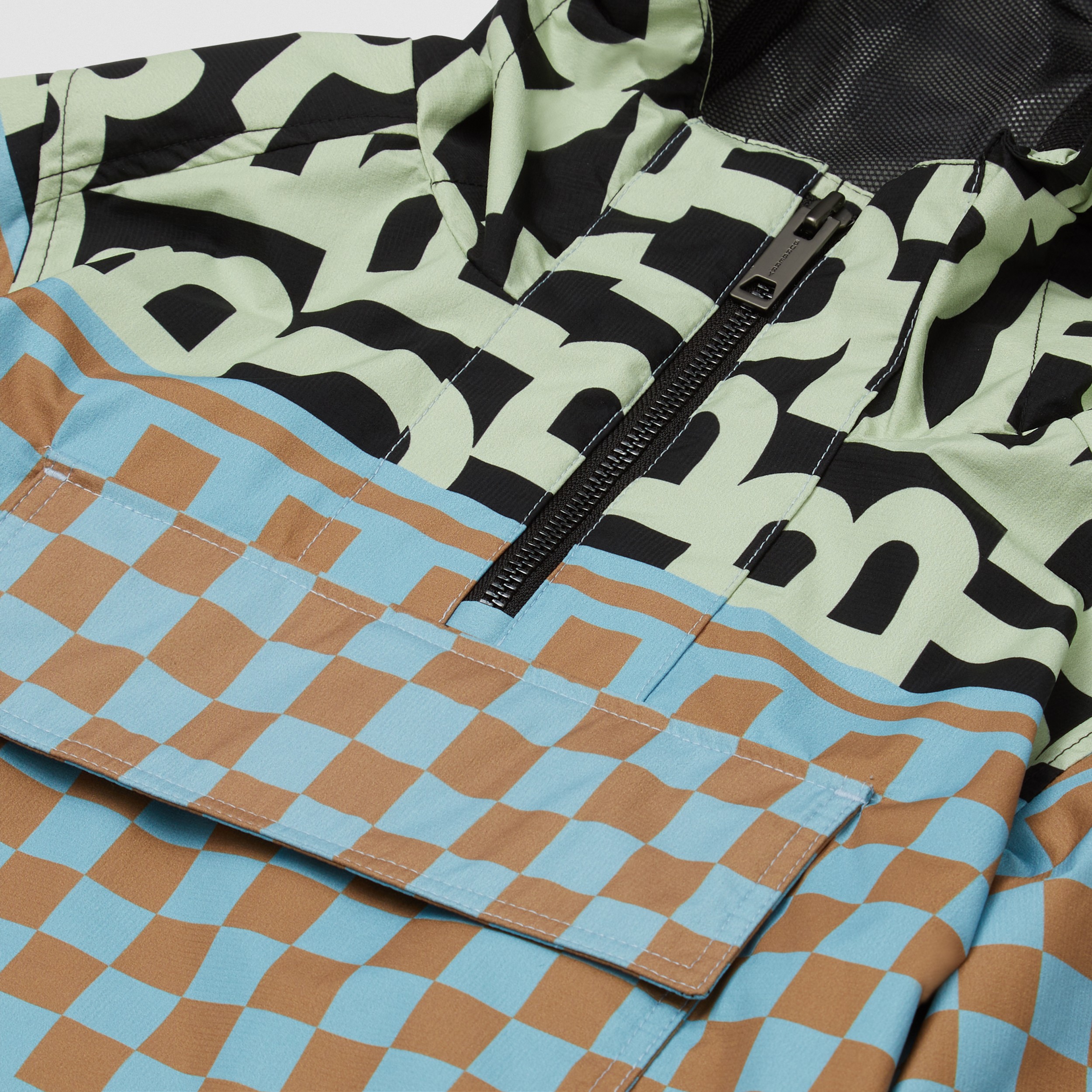 Montage Print Nylon Hooded Jacket in Jade Blue | Burberry® Official - 2