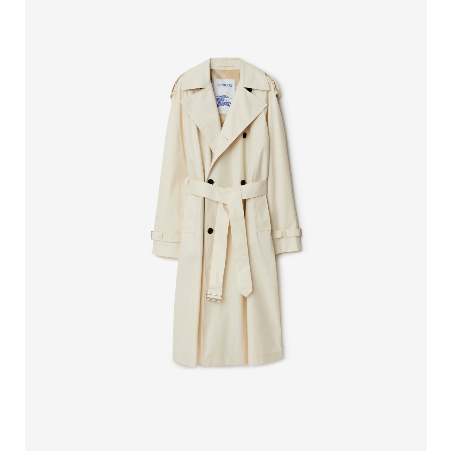 Long Gabardine Trench Coat in Calico Women Cotton Gabardine Burberry Official