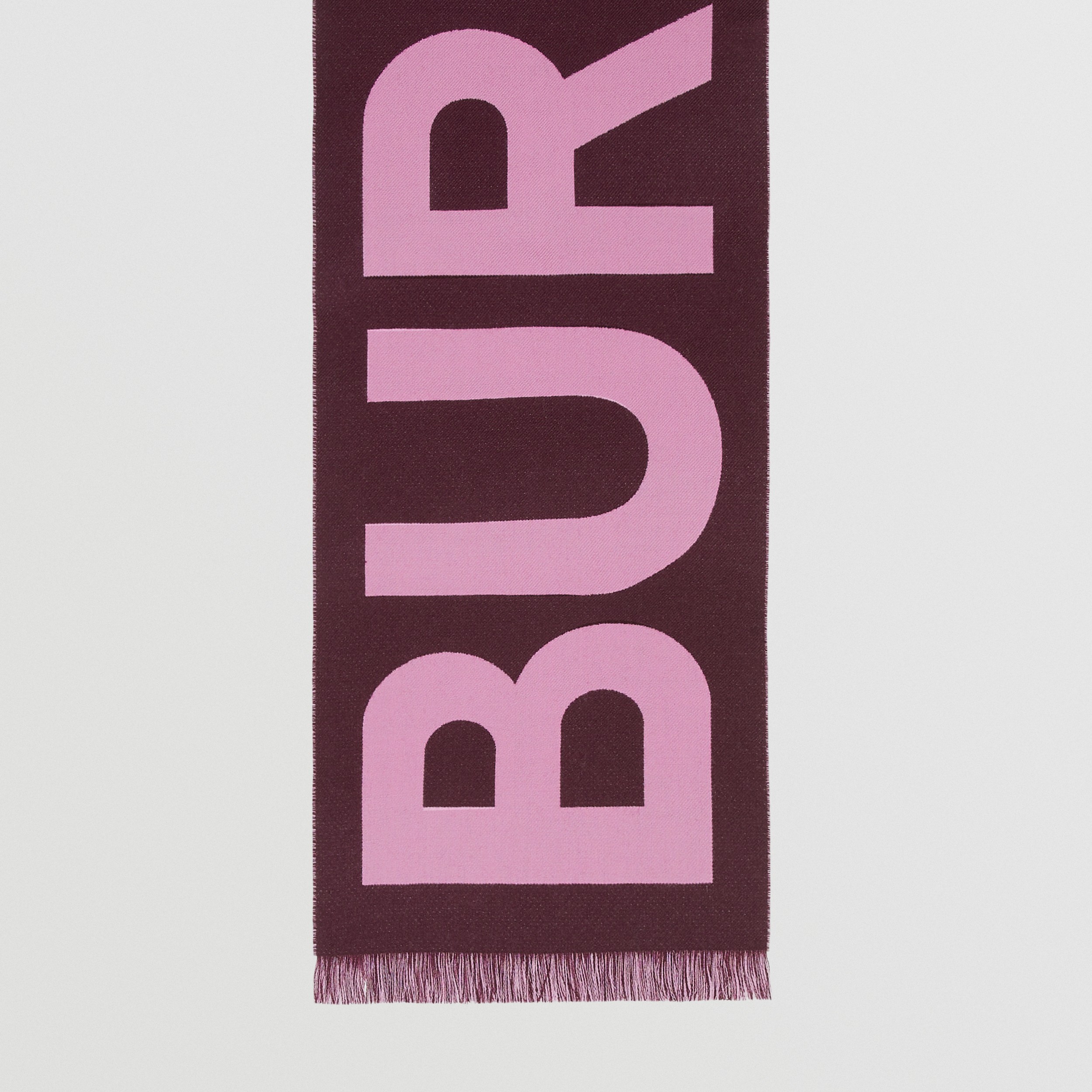 Logo Wool Jacquard Scarf in Burgundy/bubblegum | Burberry® Official - 3