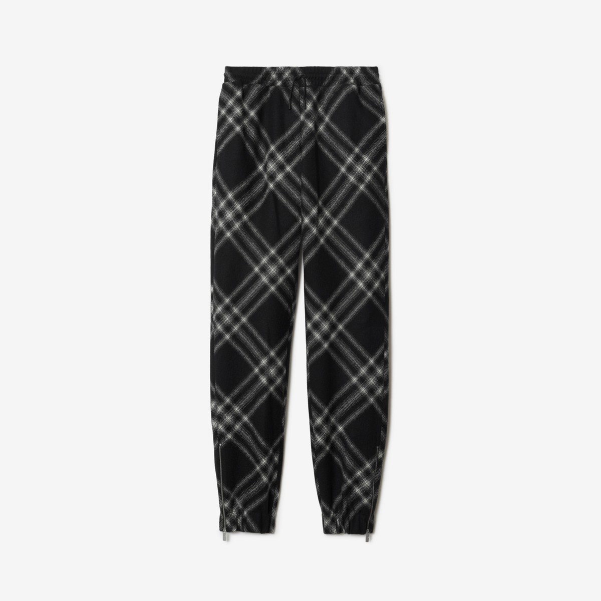 Burberry Check Wool Jogging Pants In Monochrome