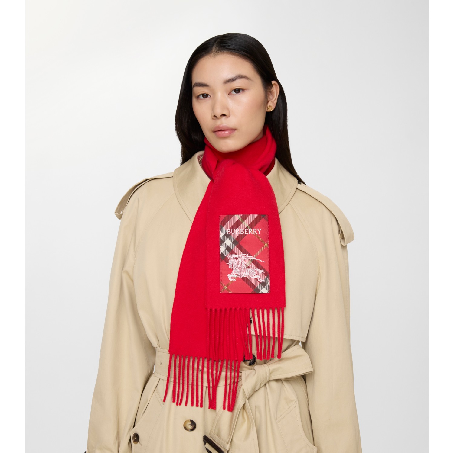 Check Label Cashmere Scarf