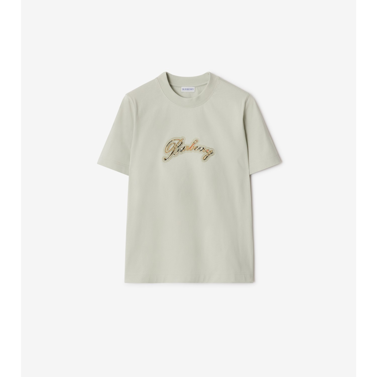 Baumwoll-T-Shirt mit kursivem Logo in Check