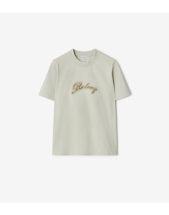 チェック カーシヴロゴ コットンTシャツ