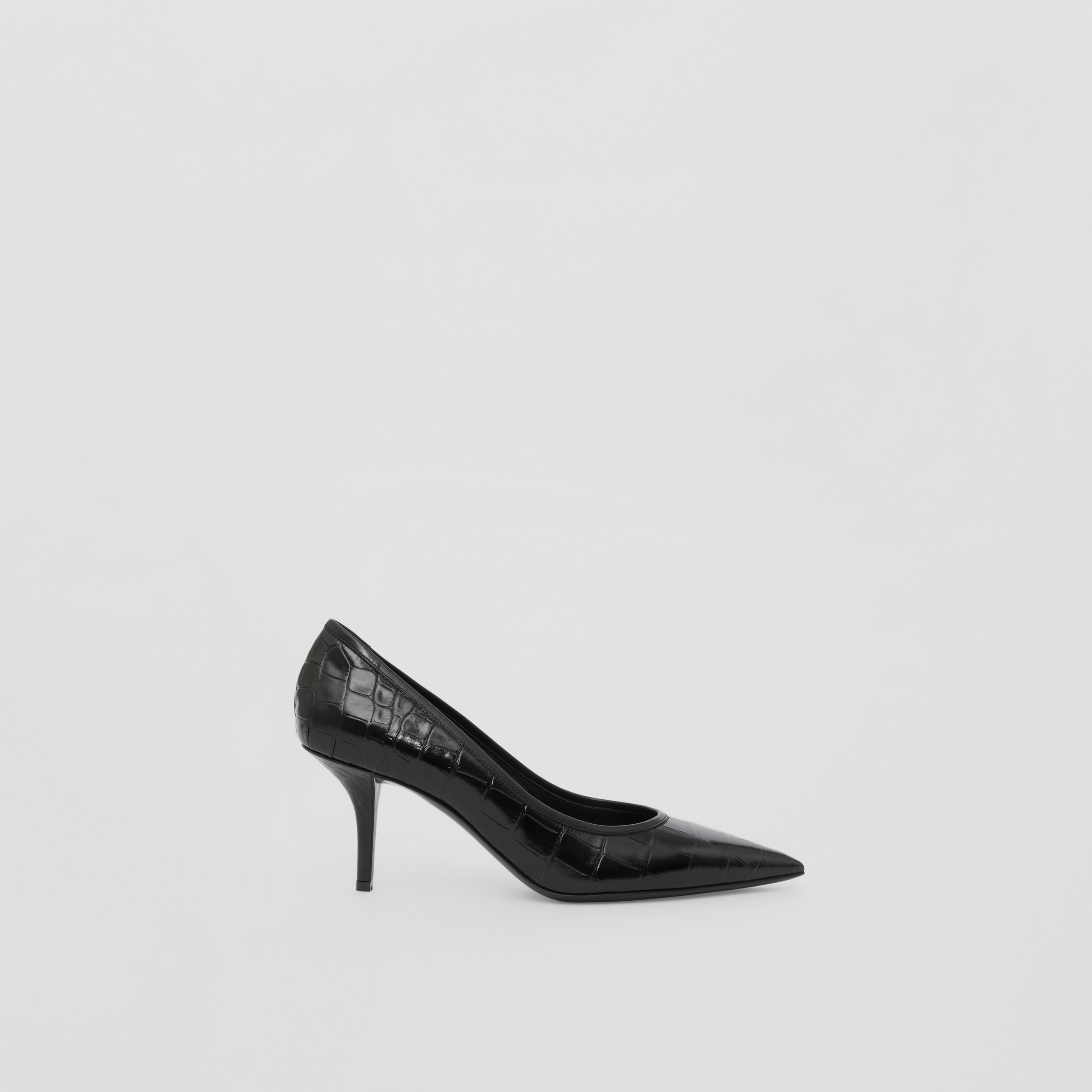 Embossed Leather Point-toe Pumps in Black - Women | Burberry® Official - 1