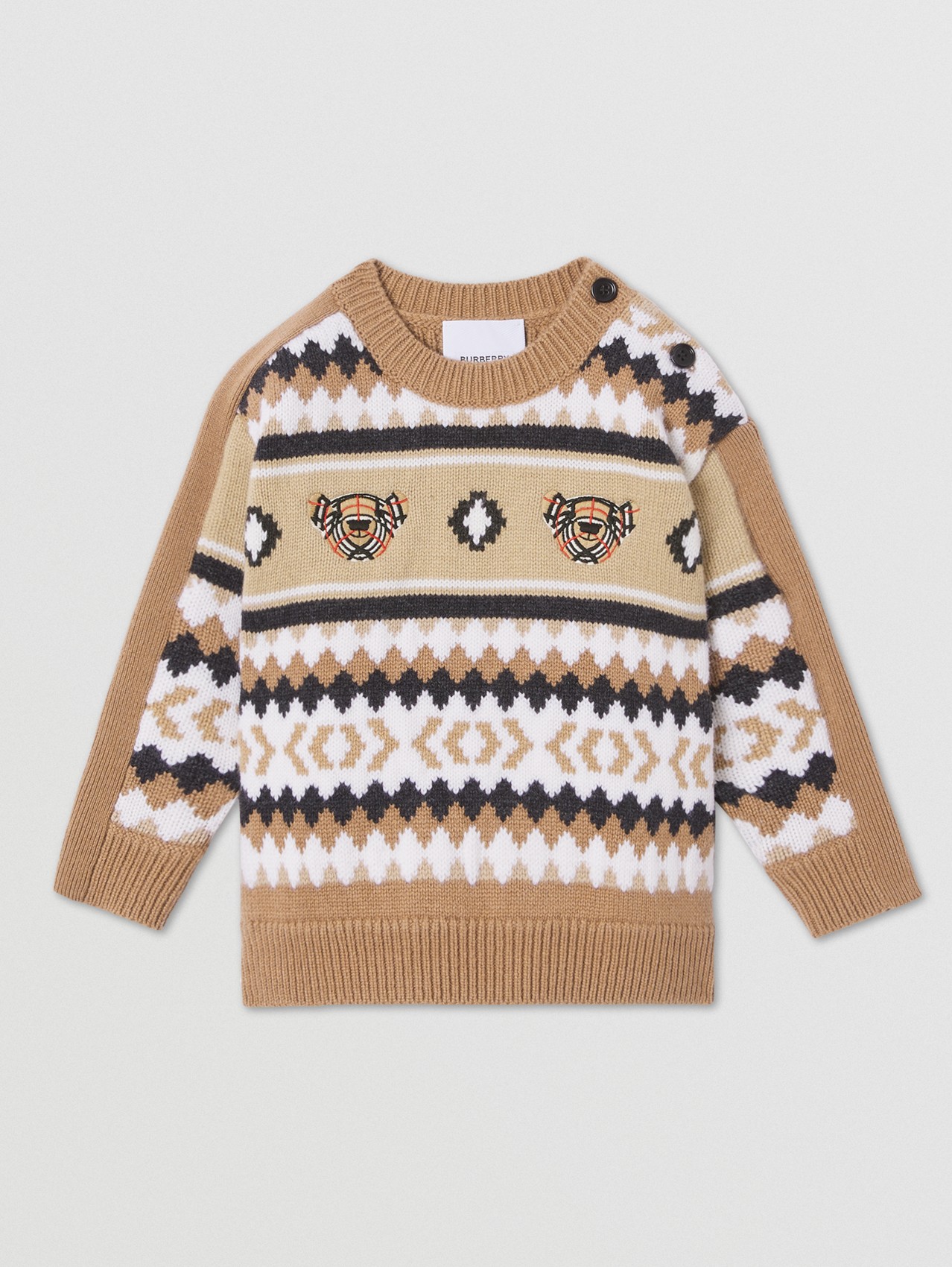 Fair Isle Wool Cashmere Sweater in Camel