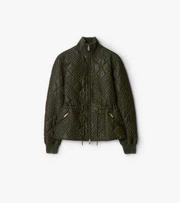 Micro Check-stitch Nylon Wakerley Jacket in Marsh green - Women