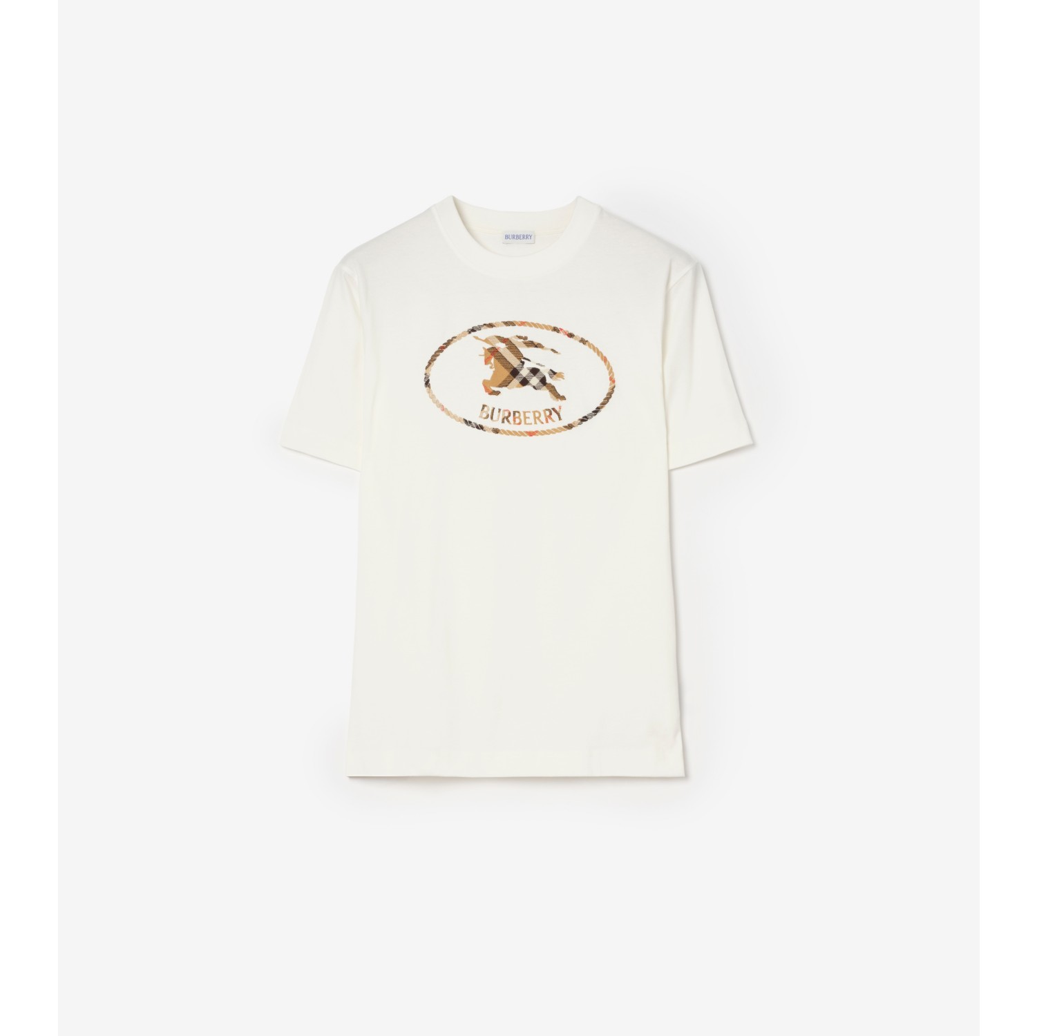 Check Knight Stamp Cotton T-shirt