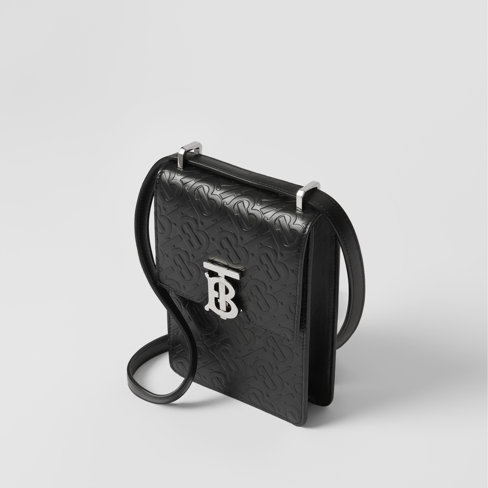 Monogram Leather Robin Bag in Black, Burberry® Official