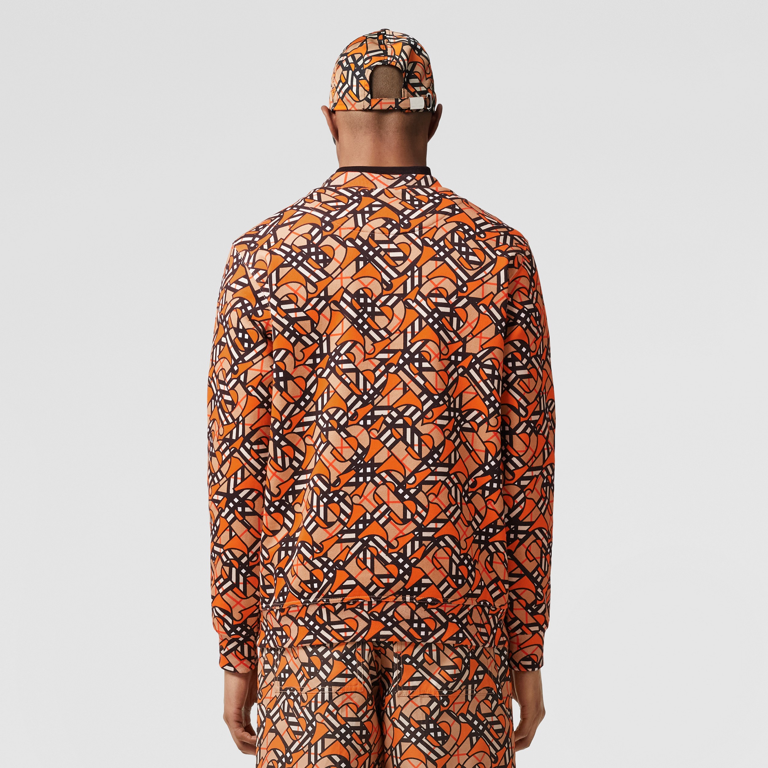 Monogram Print Cotton Sweatshirt in Bright Orange - Men | Burberry® Official - 3
