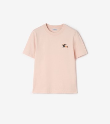 Knight Check Cotton T-shirt in Compact pink - Women | Burberry
