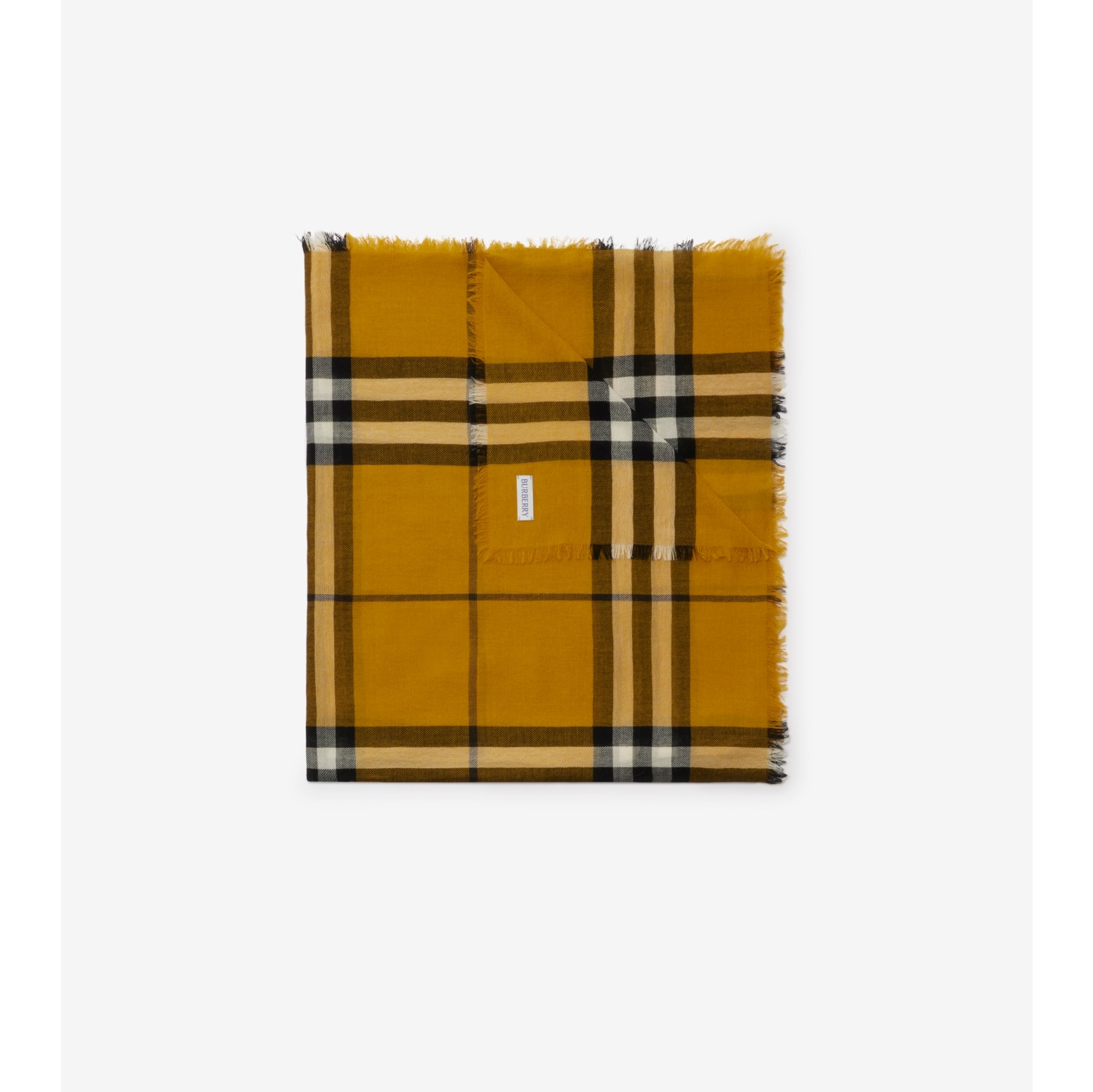 Wide Check Wool Scarf