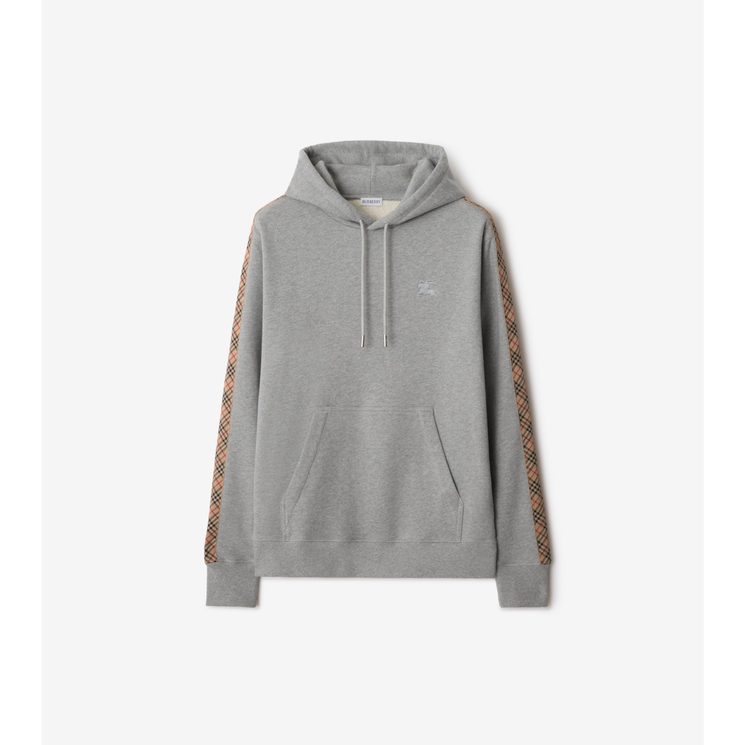 Check Trim Cotton Hoodie