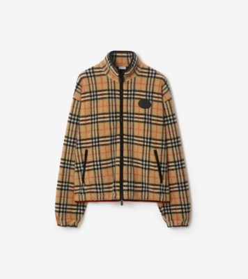 Check Wool Cashmere Blend Fleece in Sand beige - Men | Burberry