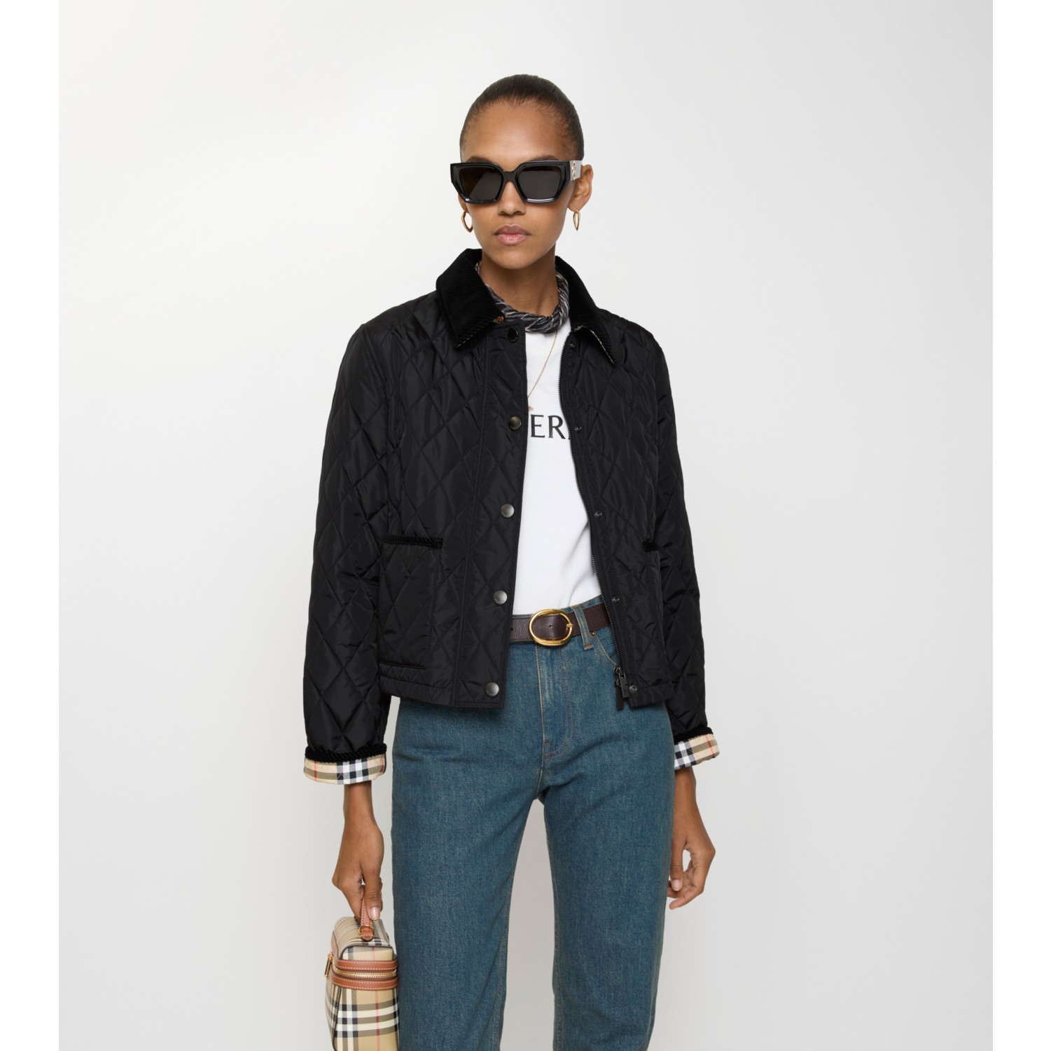 Cropped Quilted Nylon Jacket