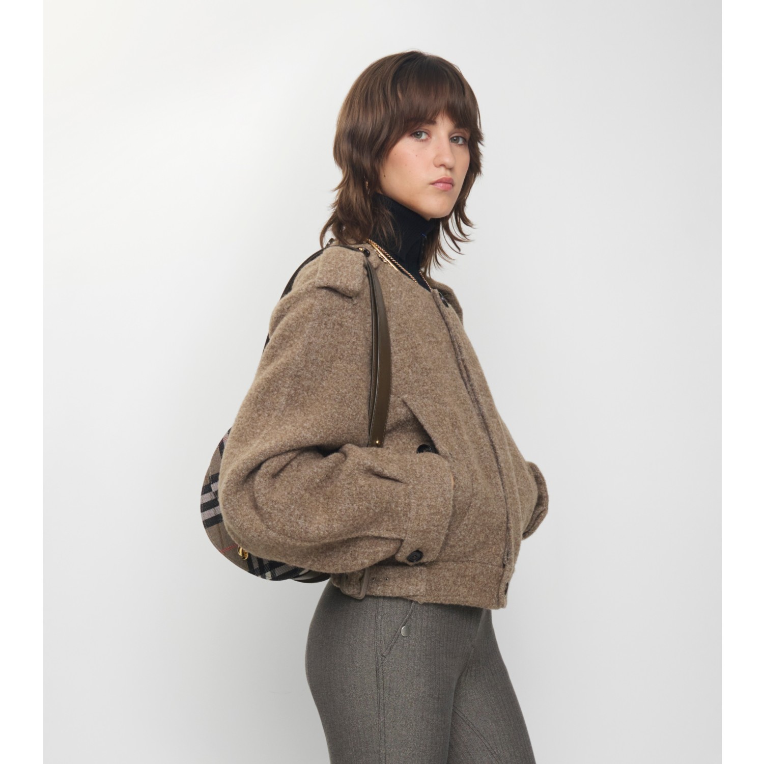 Detachable Scarf Wool Blend Jacket